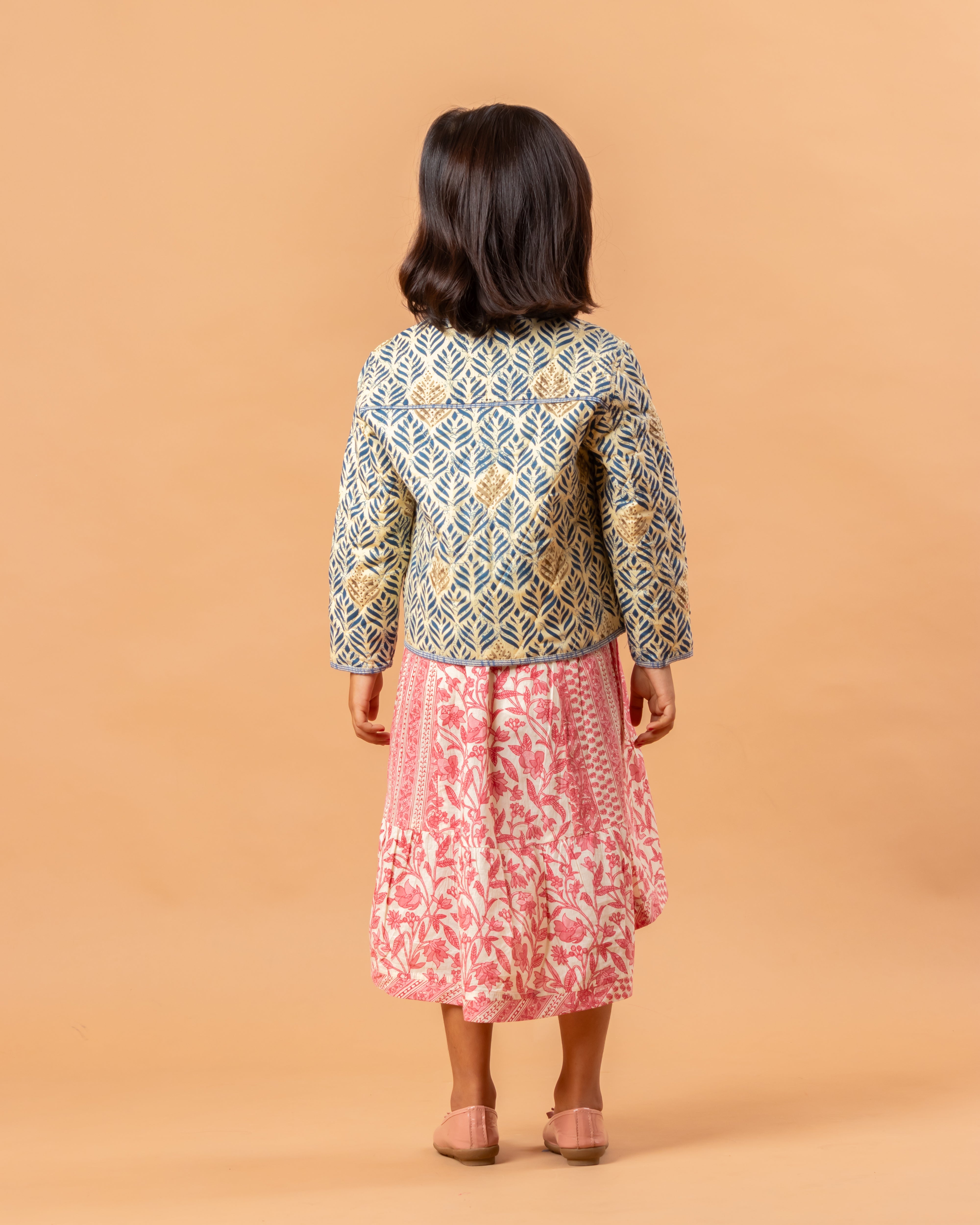 Quilted Reversible Jacket Blue Leaf