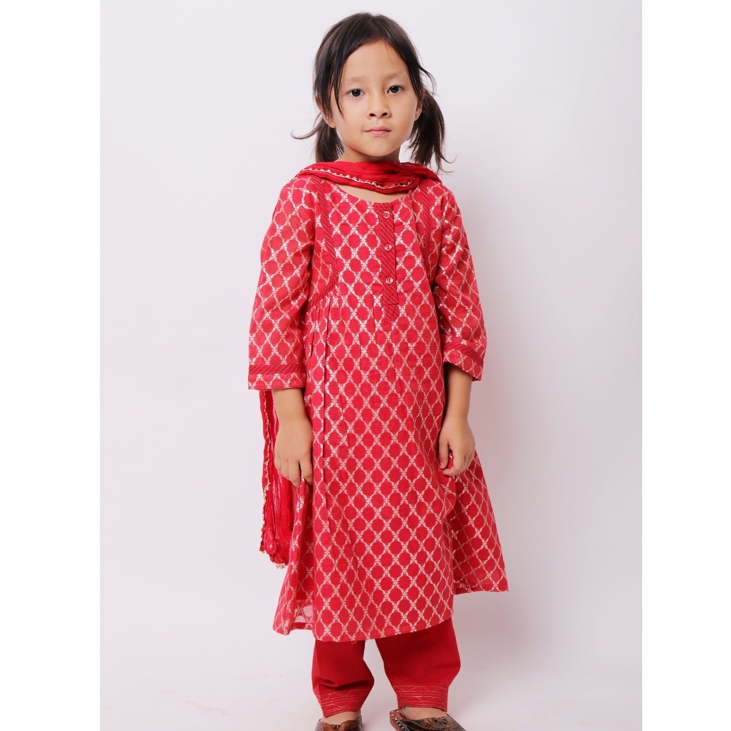 Banarasi Shaili Kurta Set Red