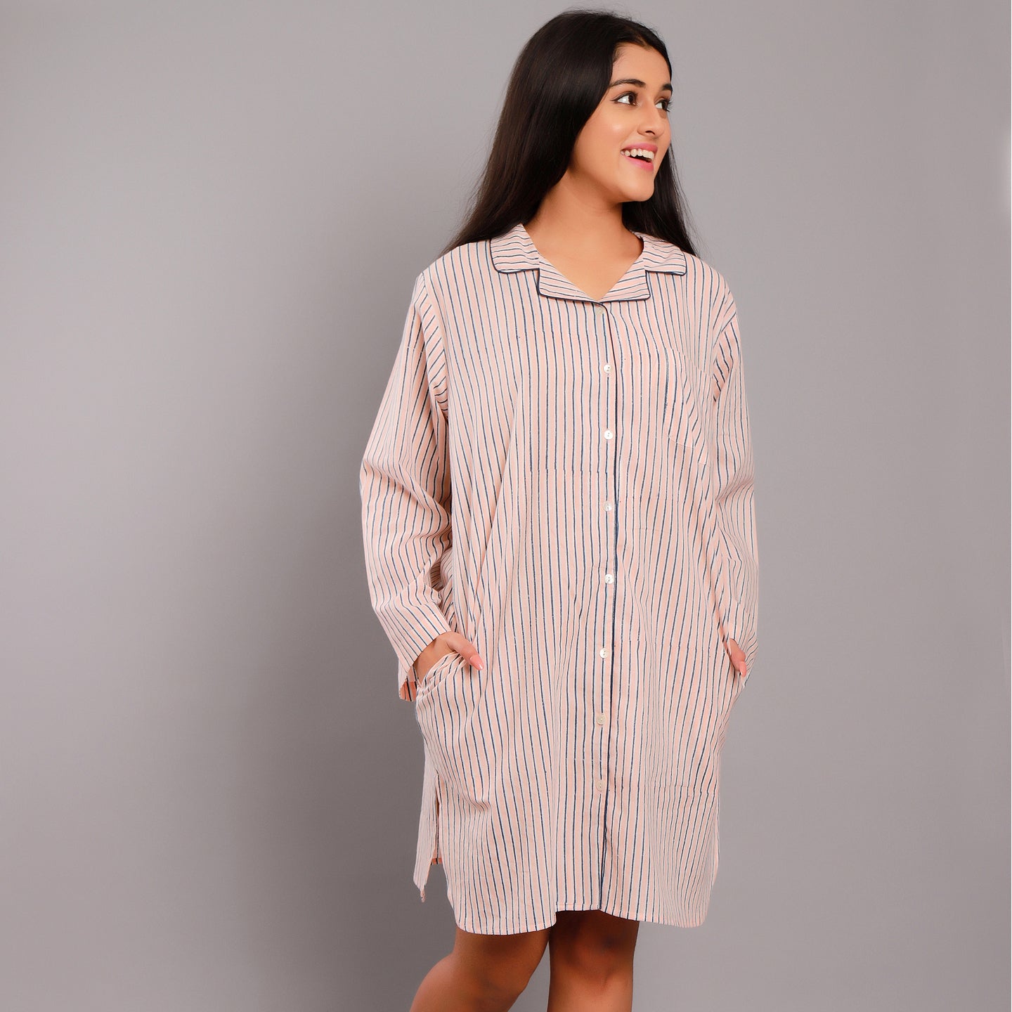 Striped Night Shirt Pink