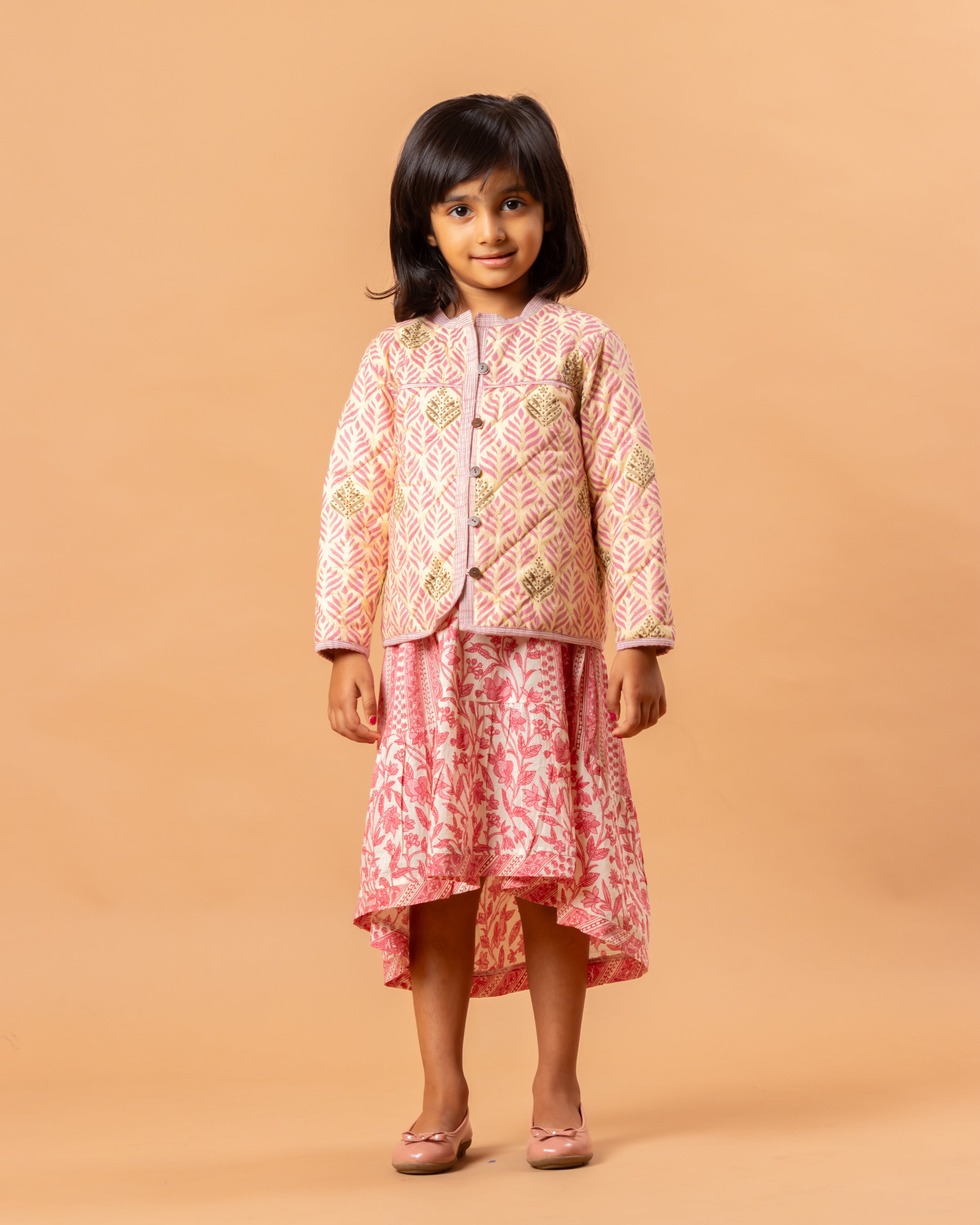 Quilted Reversible Jacket Pink Leaf