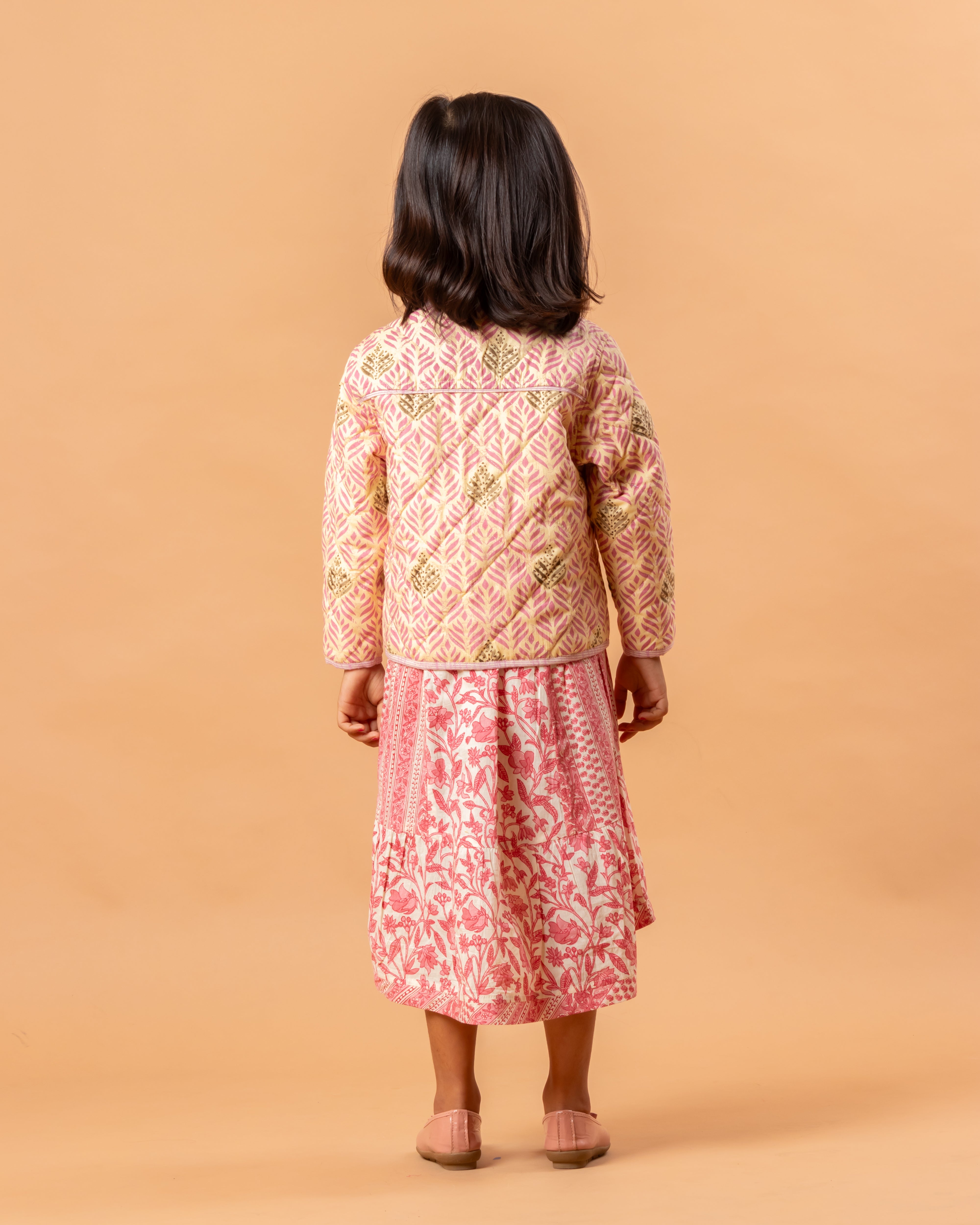 Quilted Reversible Jacket Pink Leaf