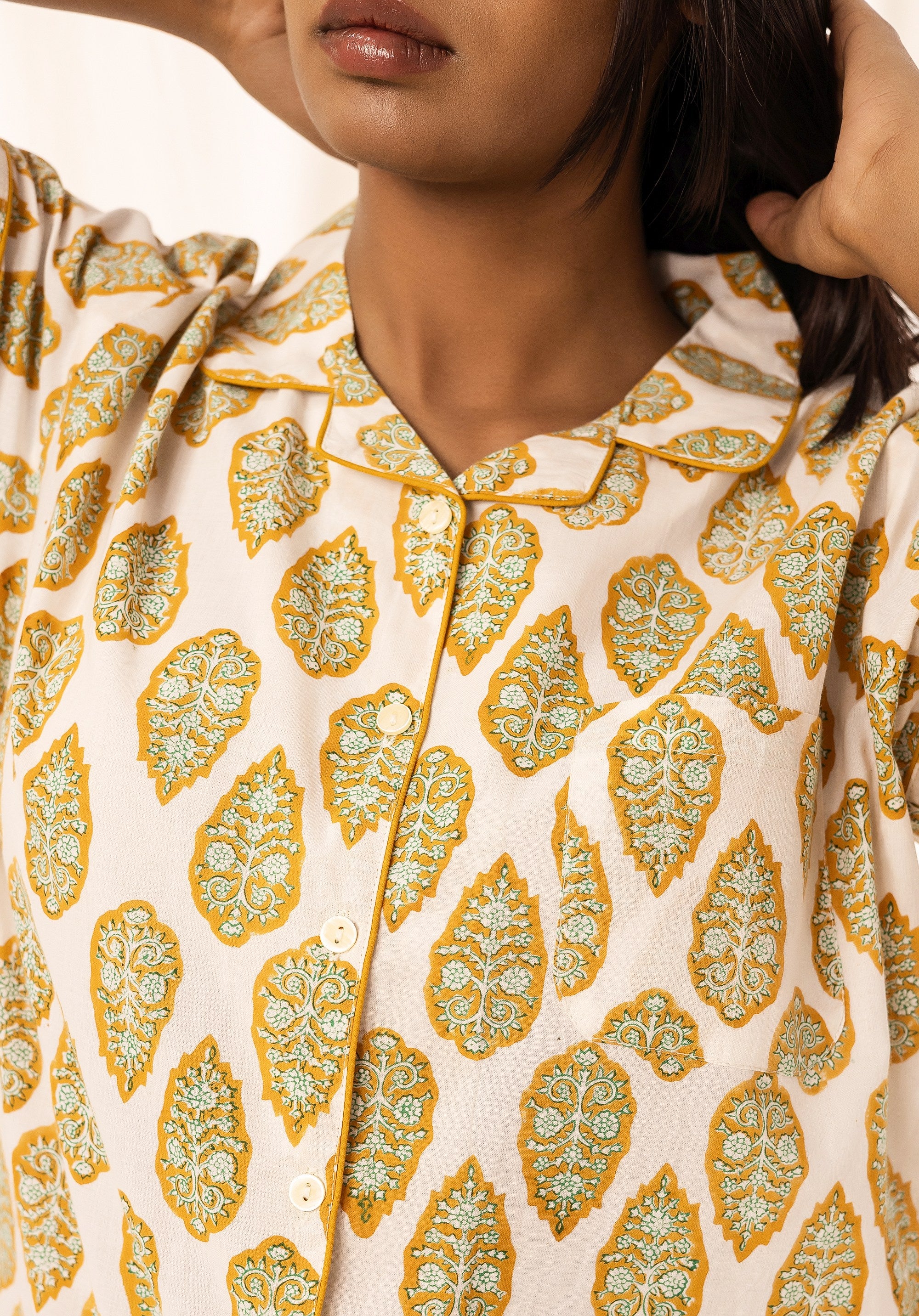 Premium cotton Women Nightsuit Shorts Luna Buti Beige