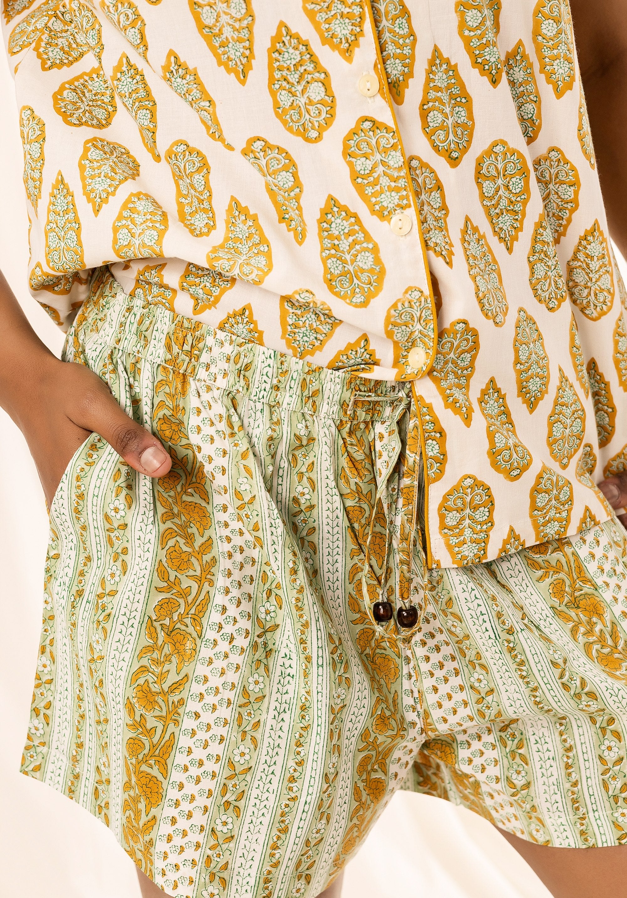 Premium cotton Women Nightsuit Shorts Luna Buti Beige