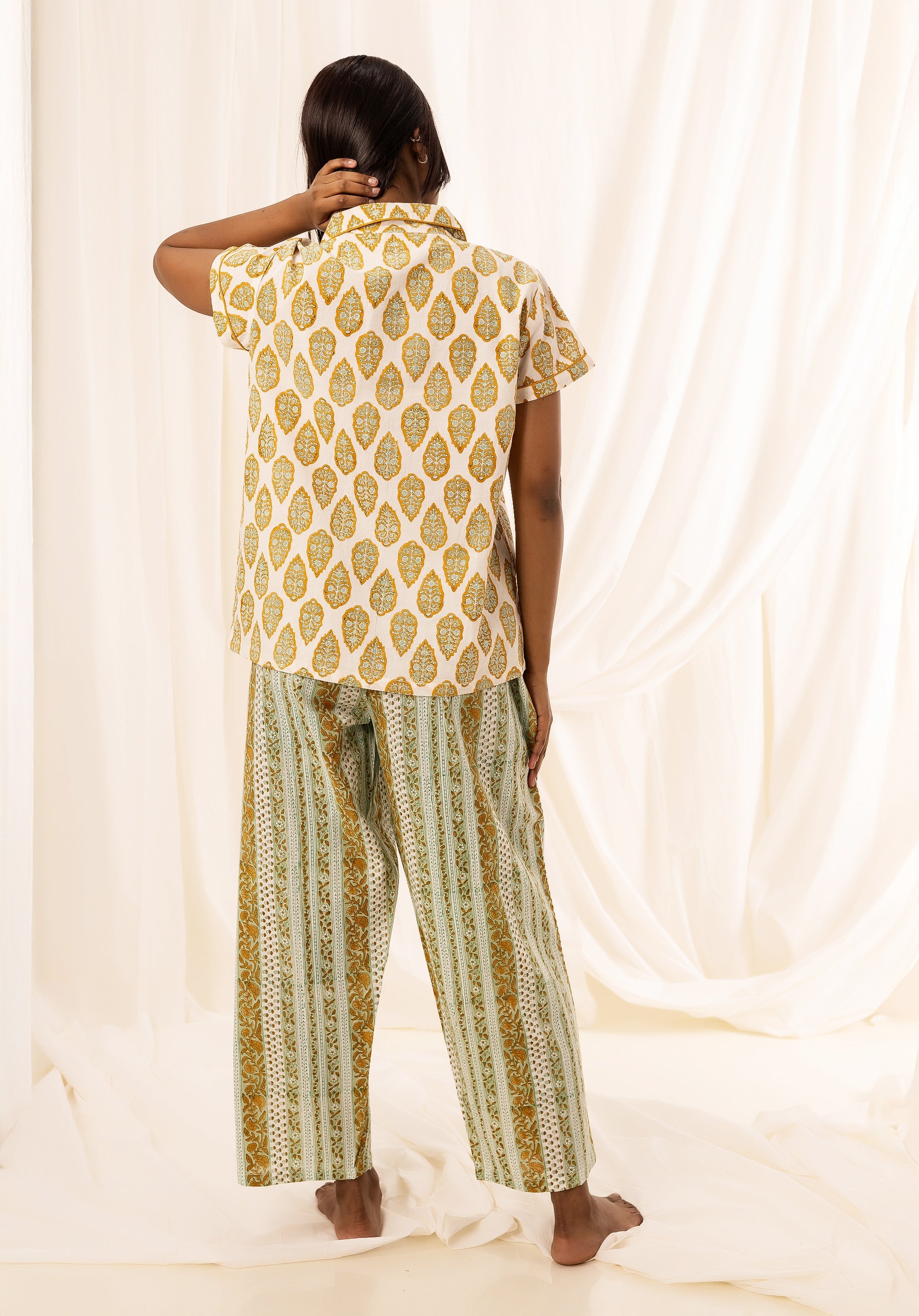 Premium cotton Women Nightsuit Luna Buti Beige