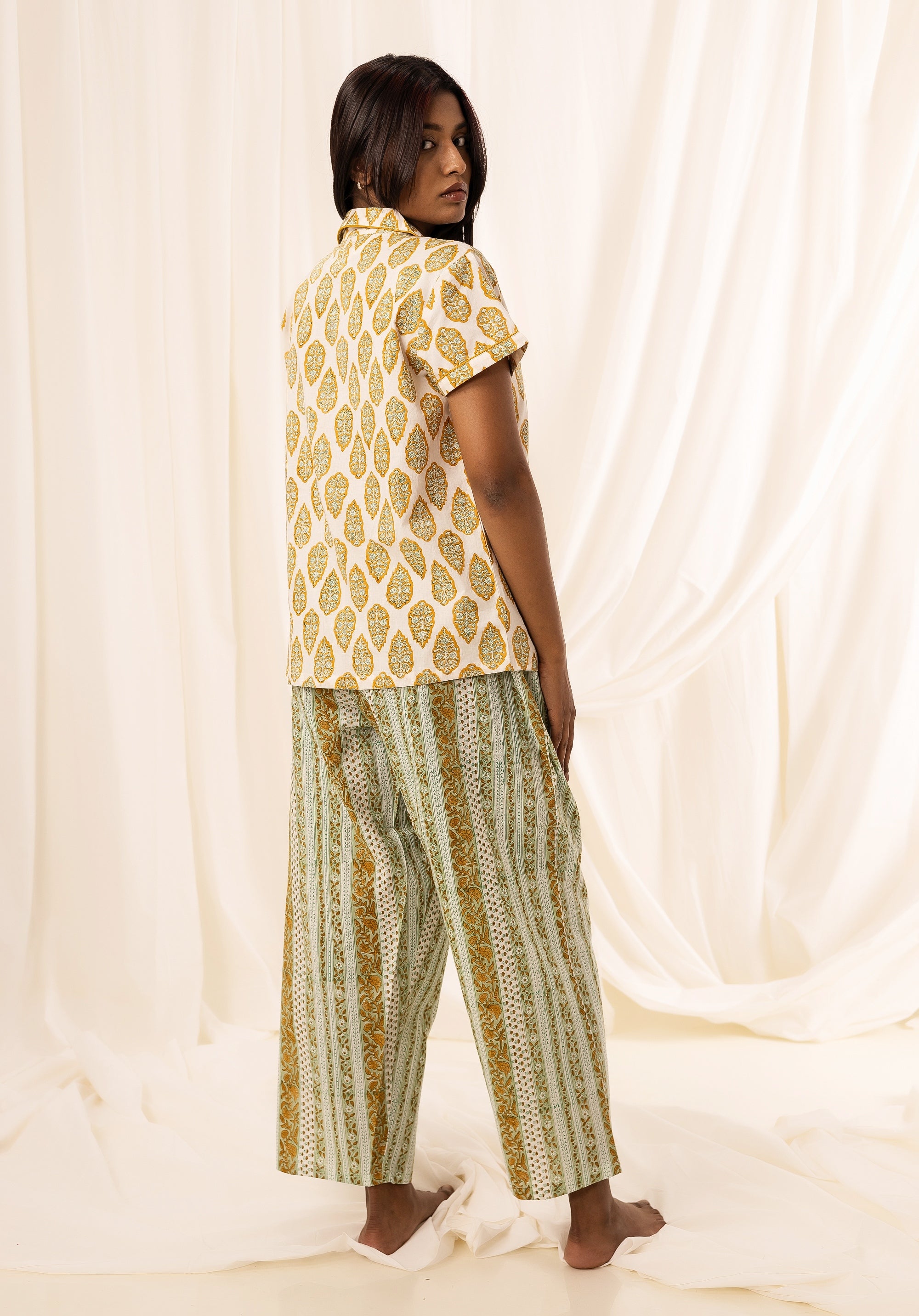 Premium cotton Women Nightsuit Luna Buti Beige