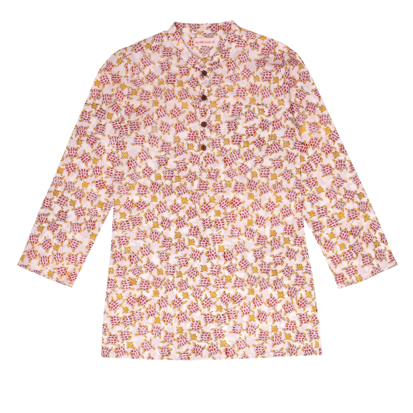Block Printed Boy's Kurta Sea Turtle Red