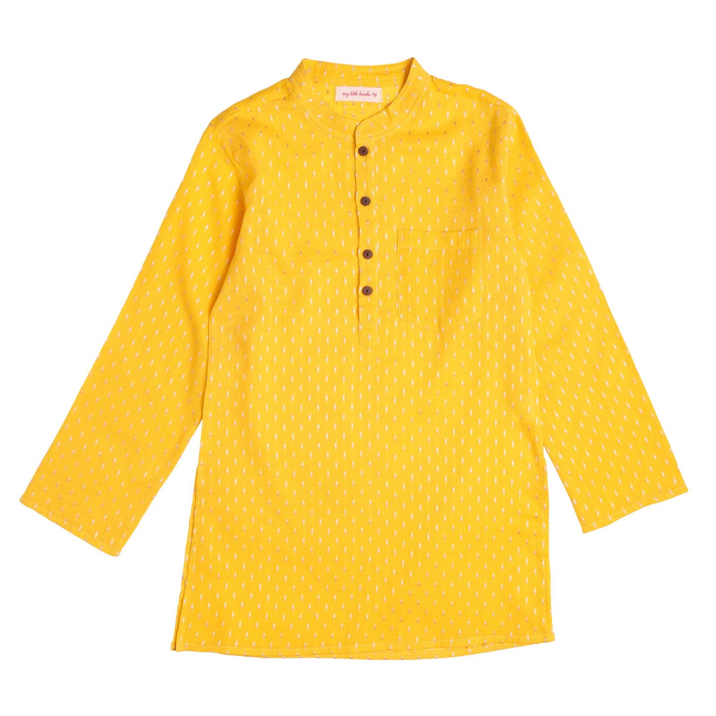 Jacquard Dobby Kurta Yellow