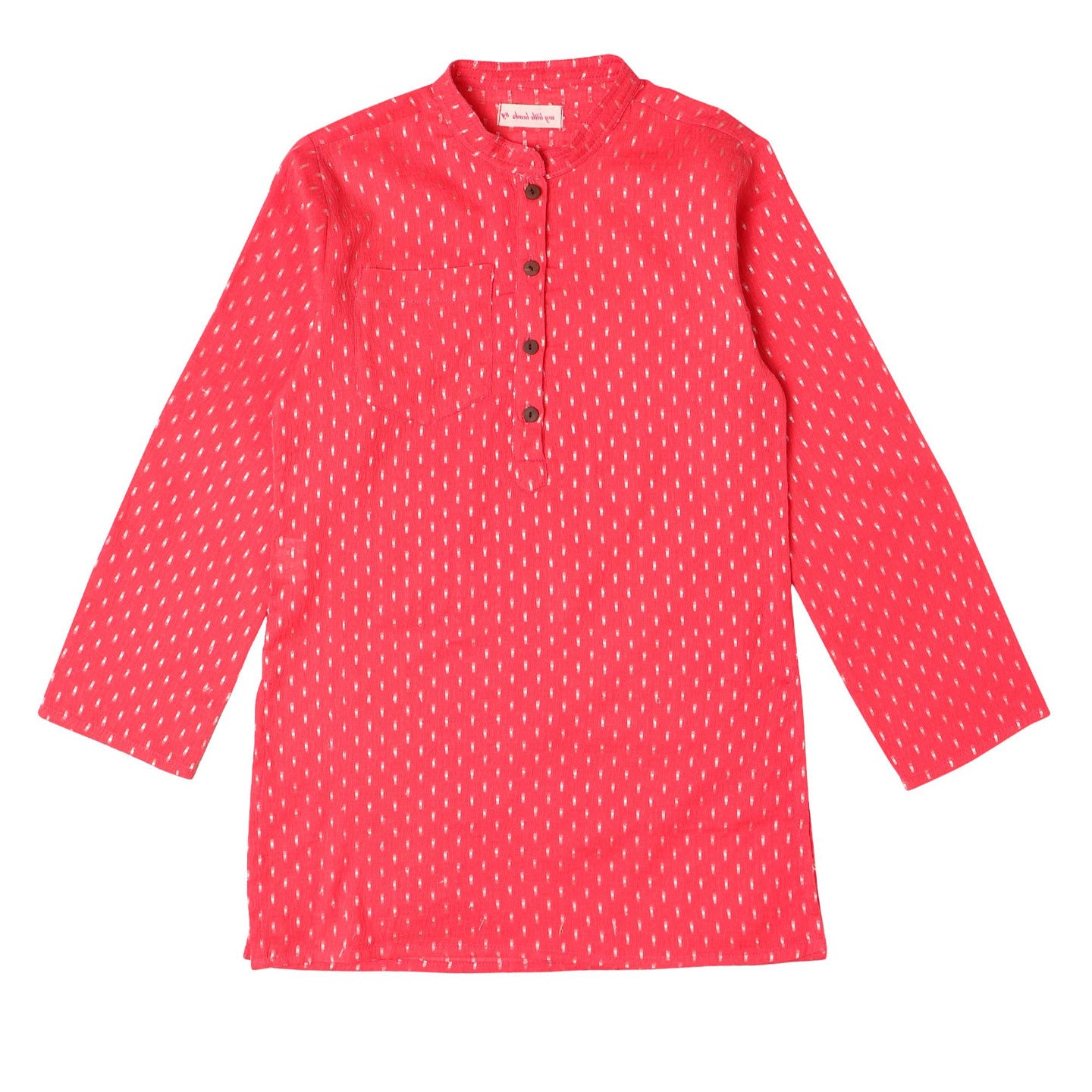 Jacquard Dobby Kurta Coral