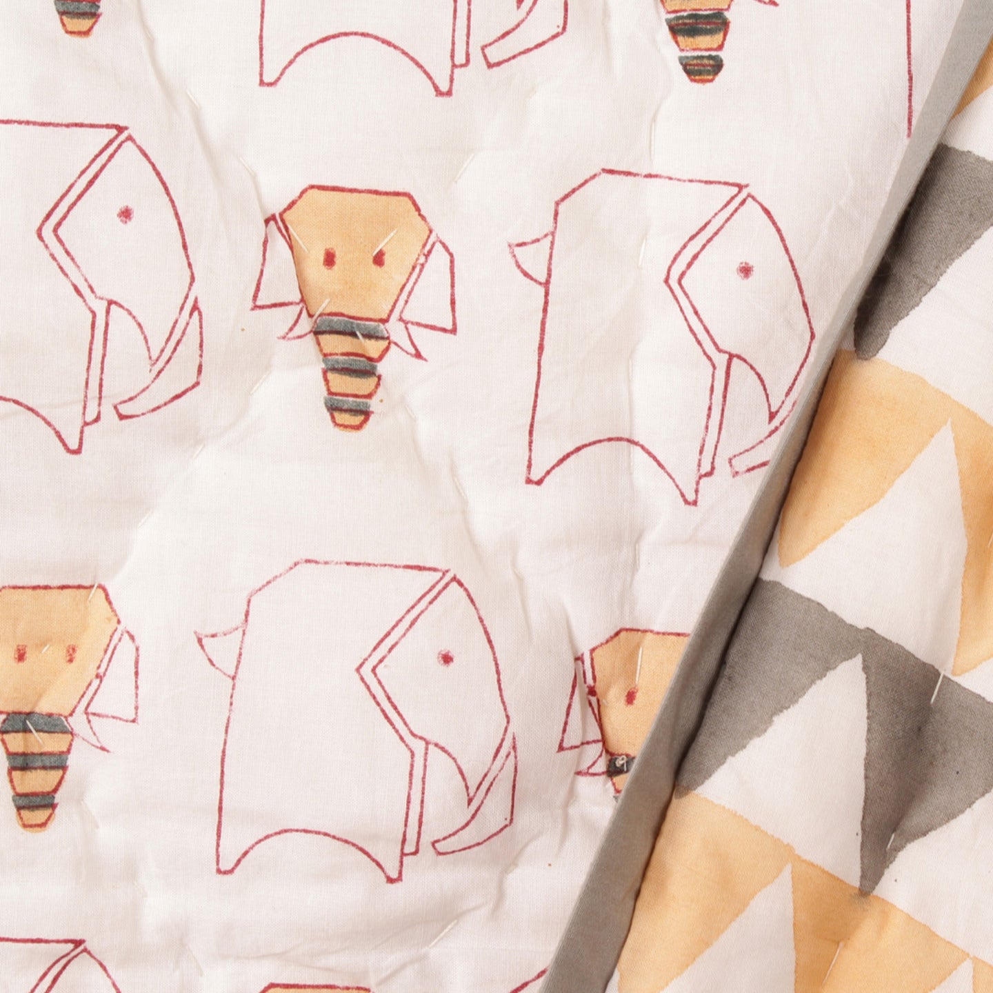 Origami Elephant Quilt Peach