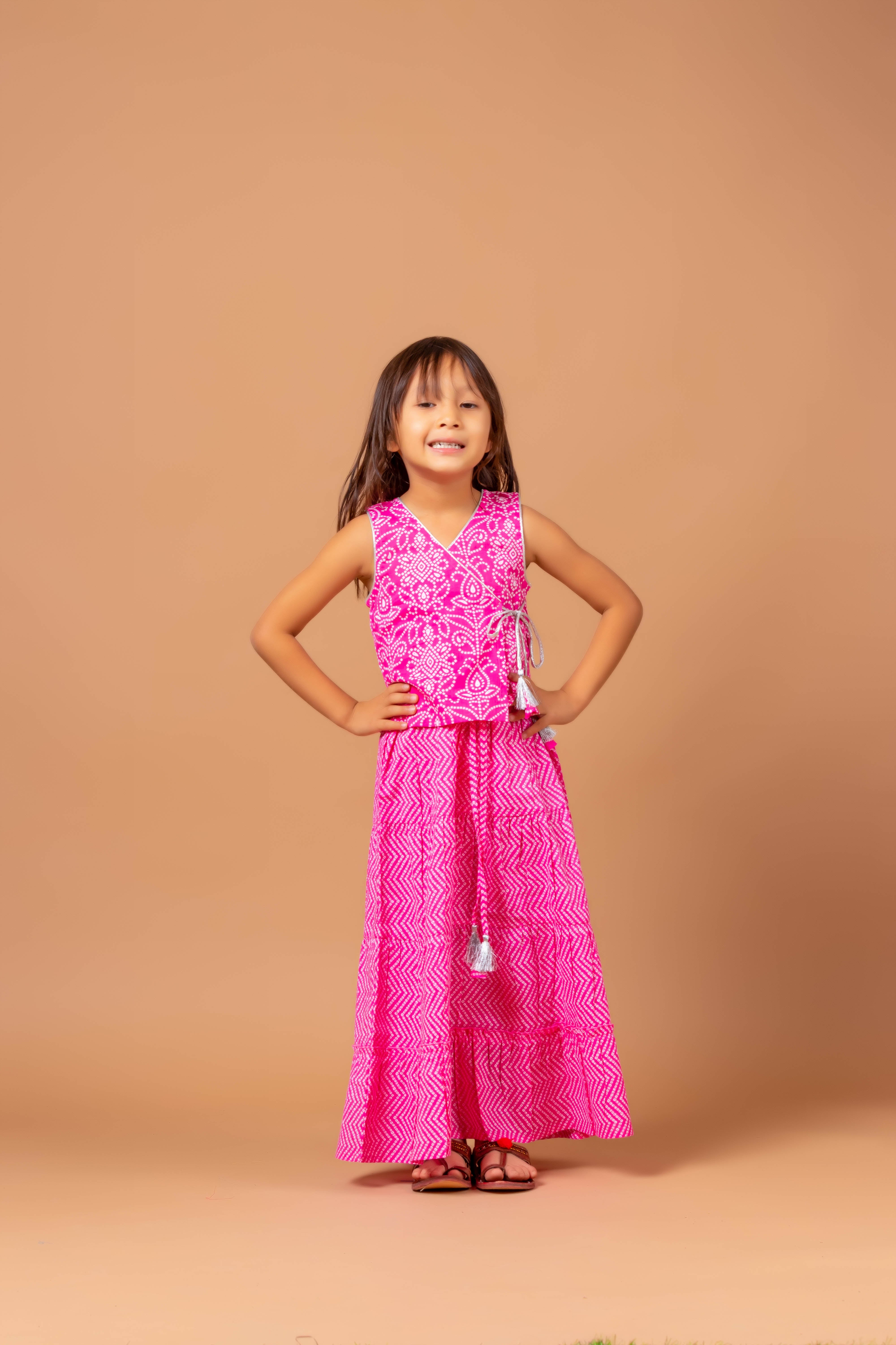 Girls lehenga choli set Isha Bandhej Pink