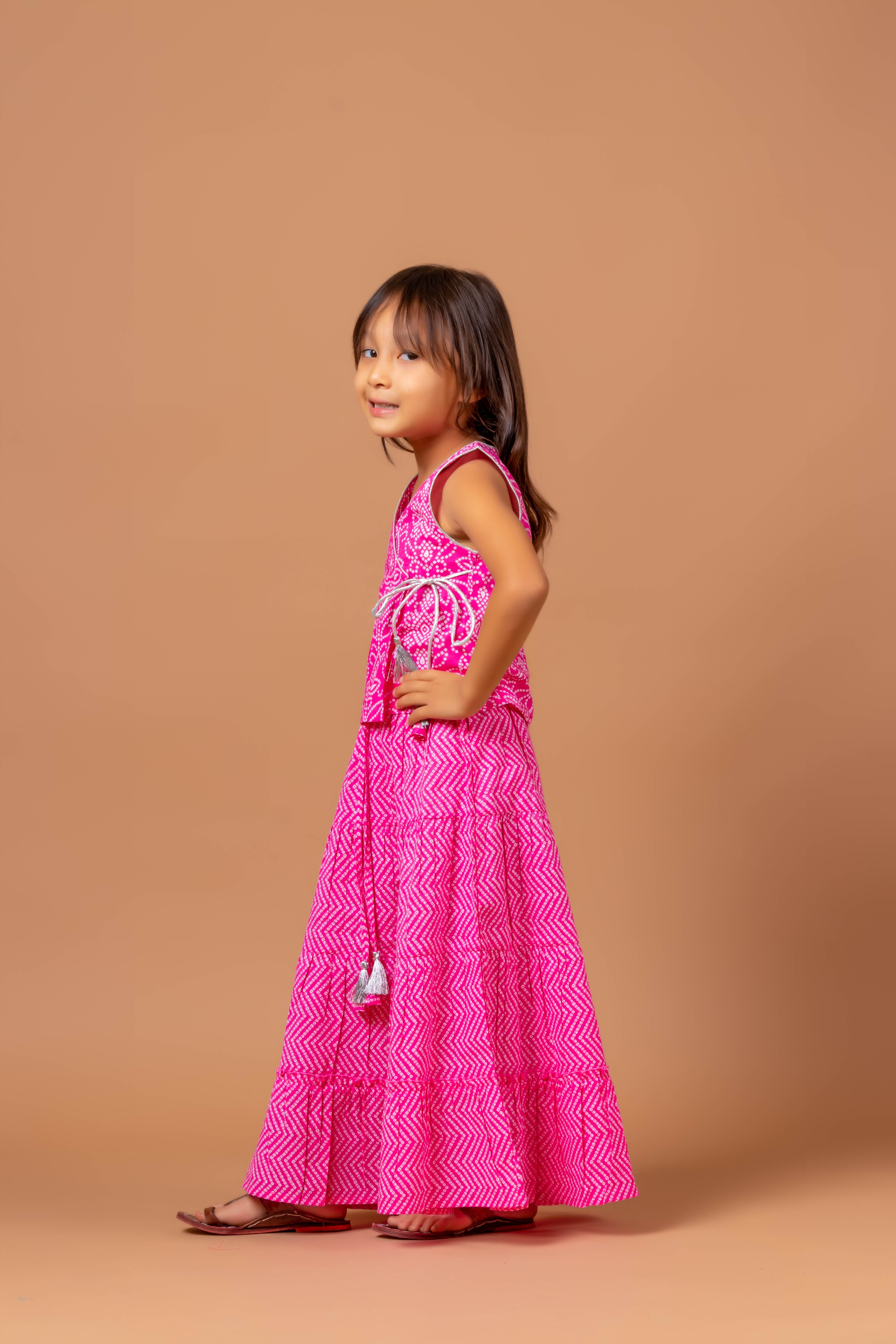 Girls lehenga choli set Isha Bandhej Pink