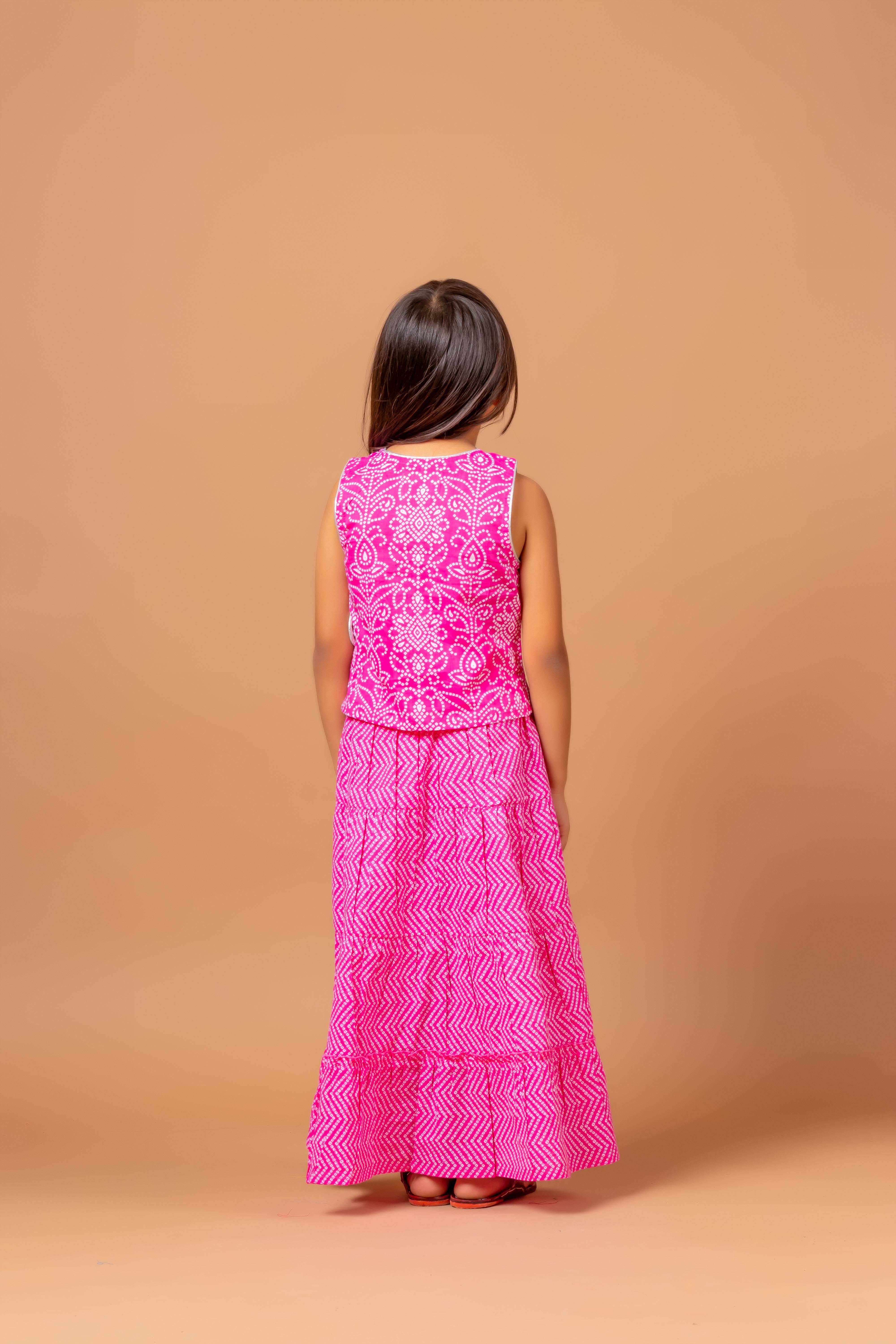 Girls lehenga choli set Isha Bandhej Pink