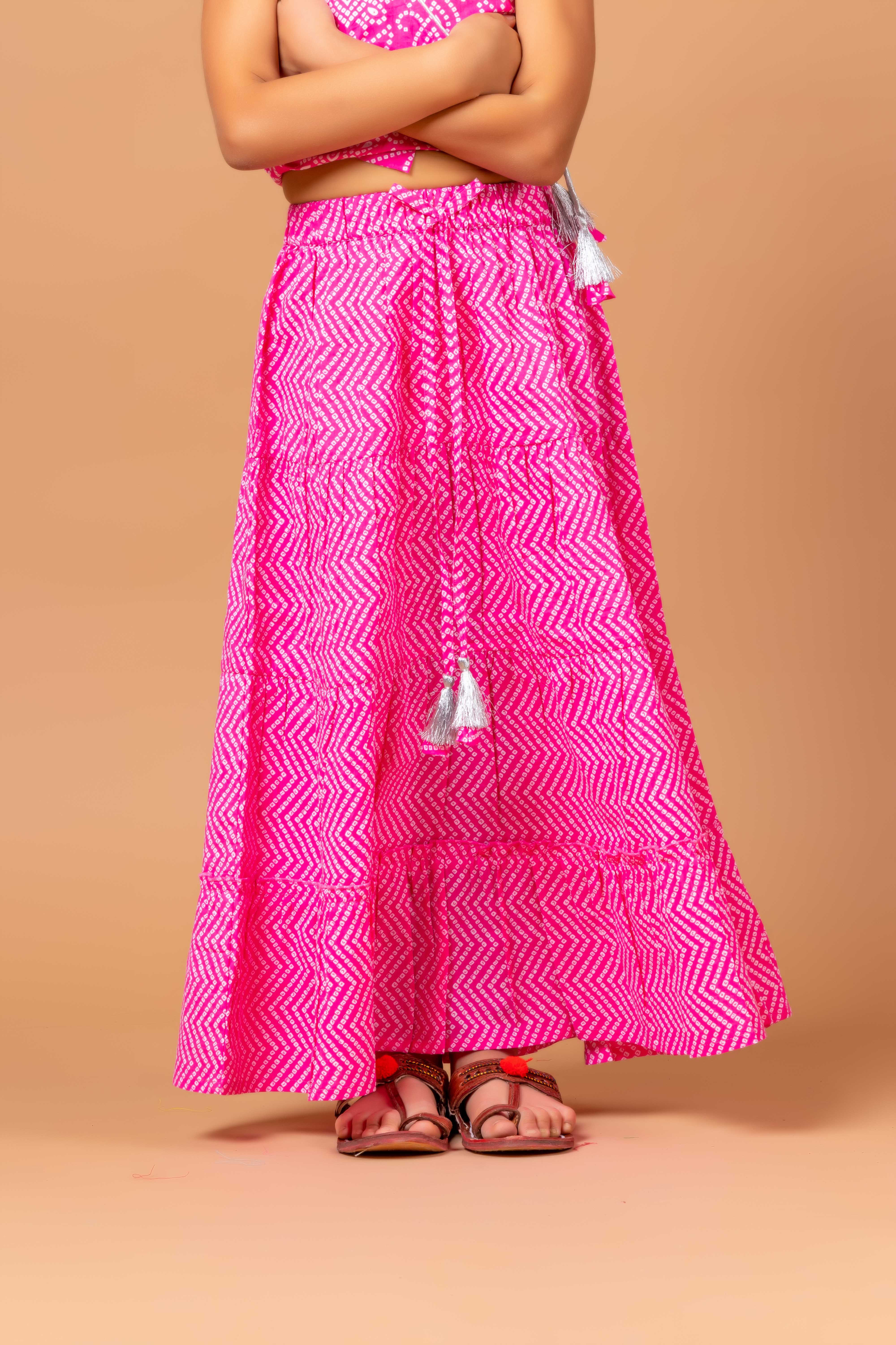 Girls lehenga choli set Isha Bandhej Pink