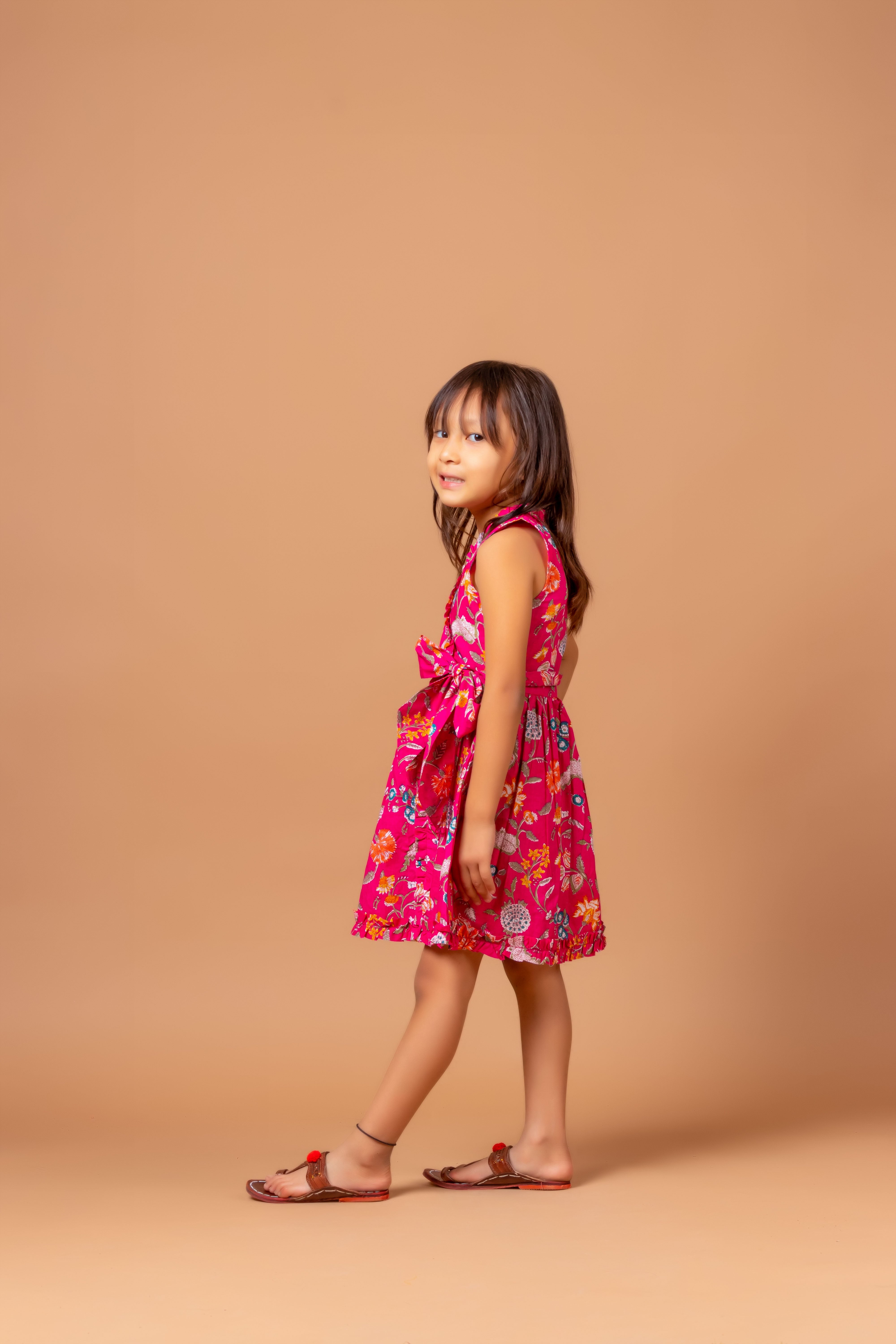 Printed Wrap- Dress Garima Fuchsia Pink Jaal