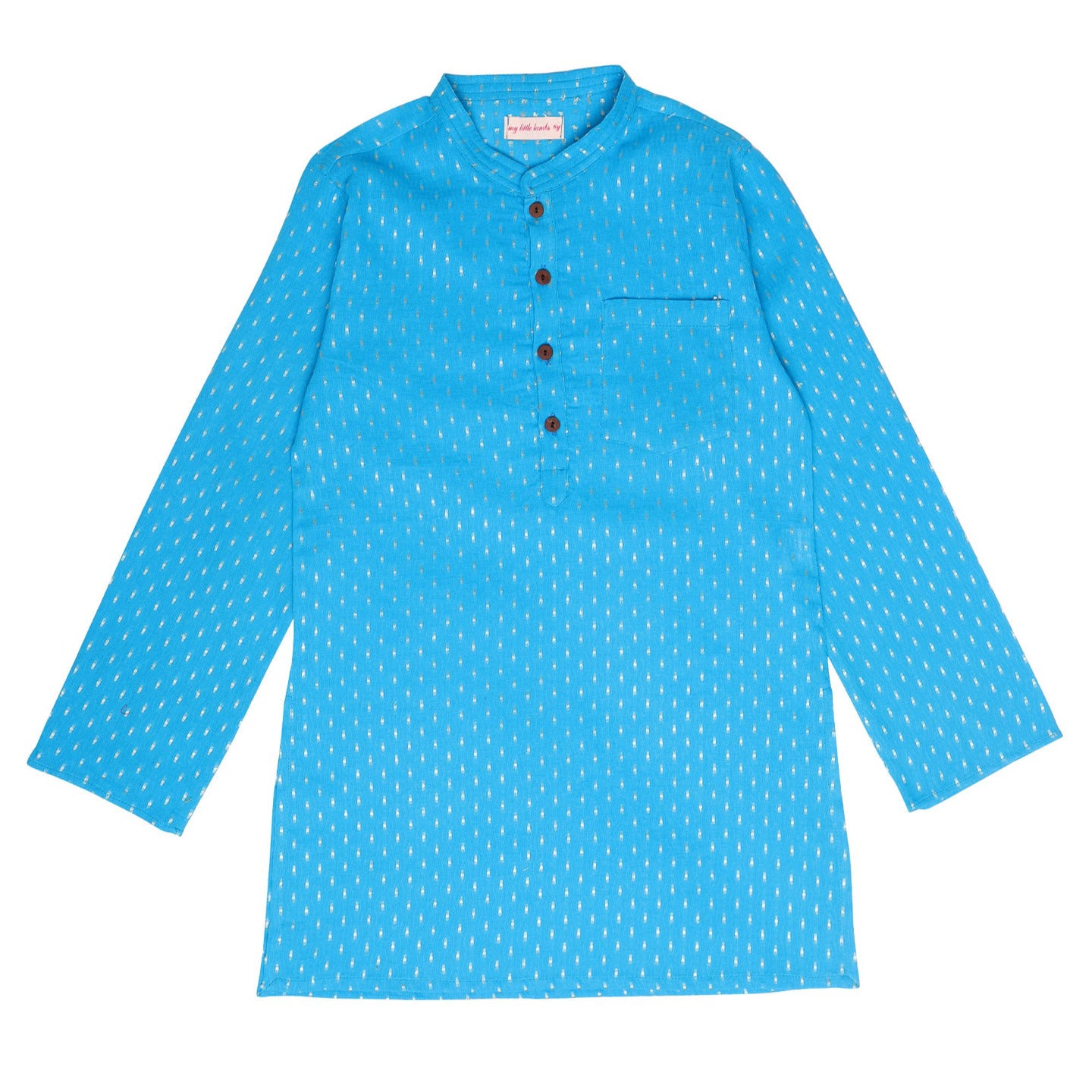 Blue Jacquard Dobby Boy's Kurta PJ Set