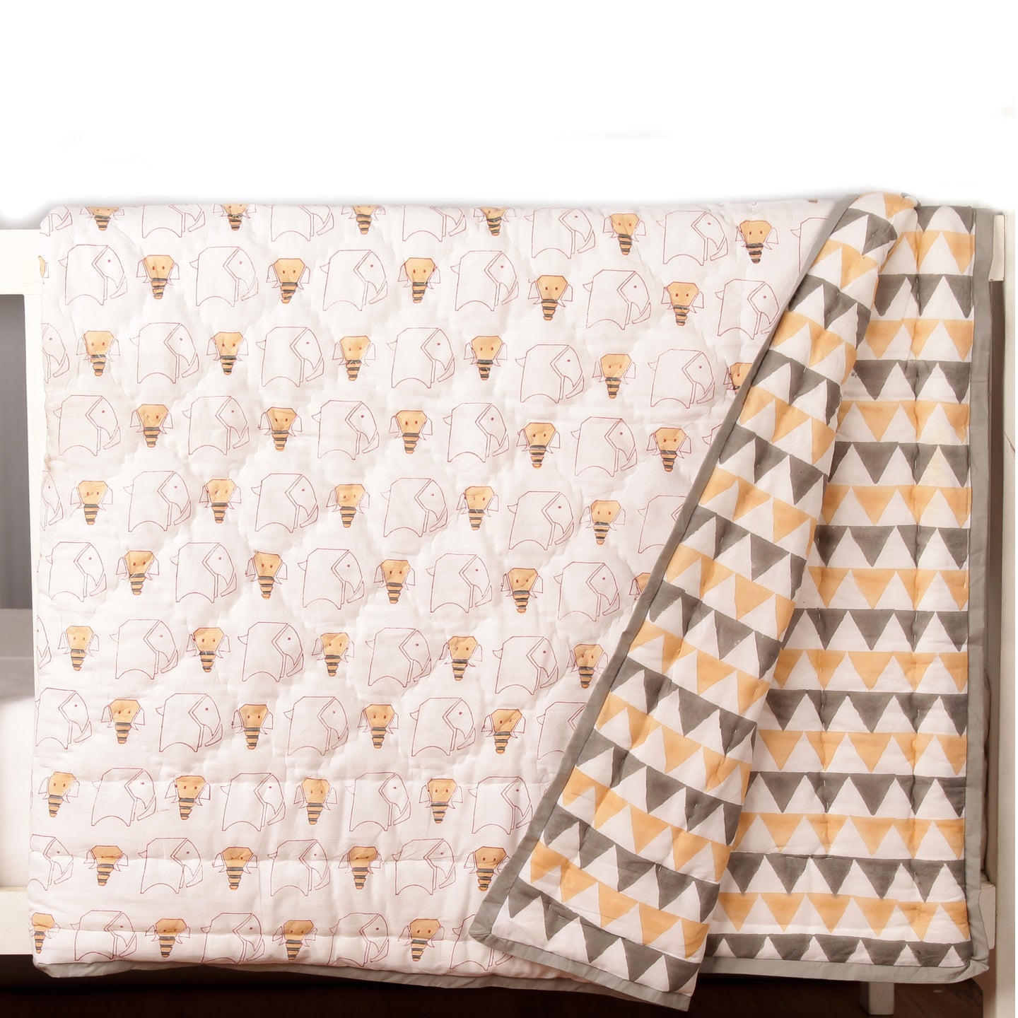 Origami Elephant Quilt Peach