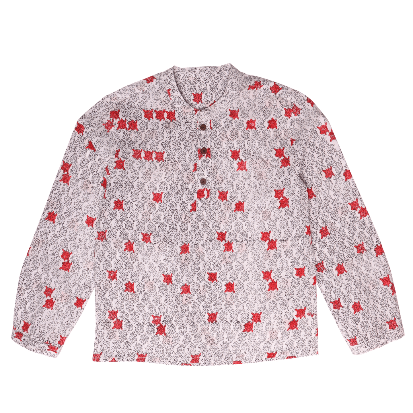 Block Printed Boy's Kurta Shirt Tortoise Red