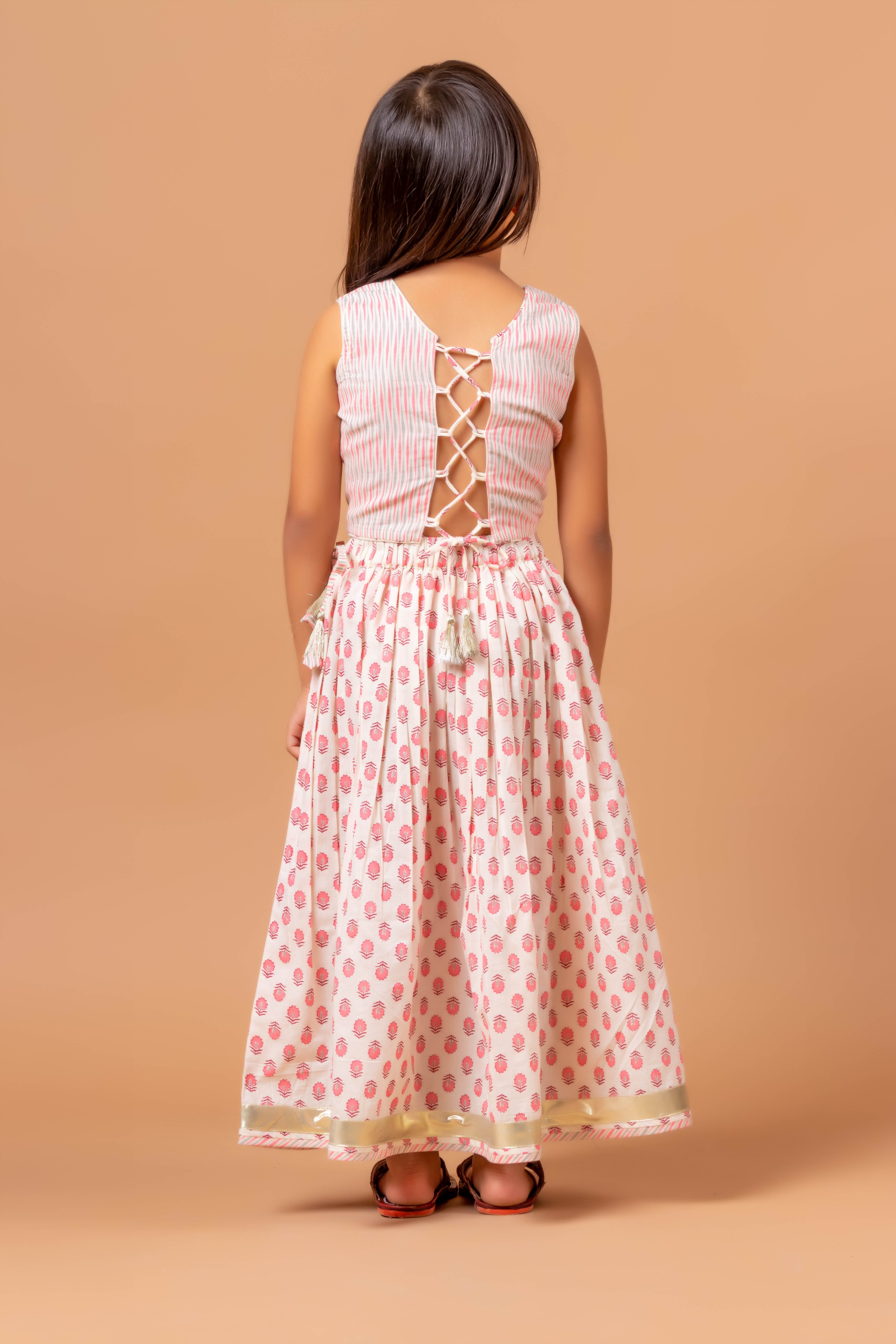 Girls Lehenga Choli Set Madhu Buti Pink