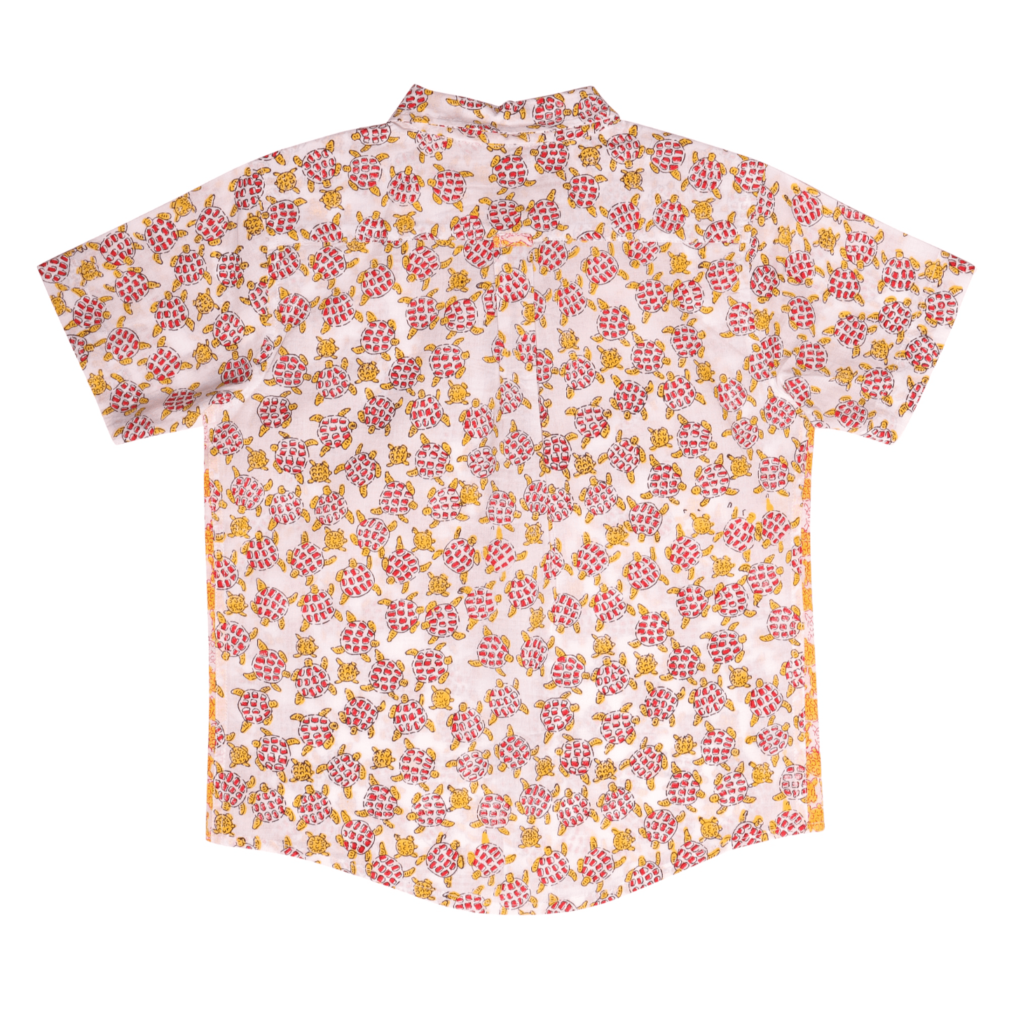 Block Printed Boy's Shirt Sea Turtle Print Red