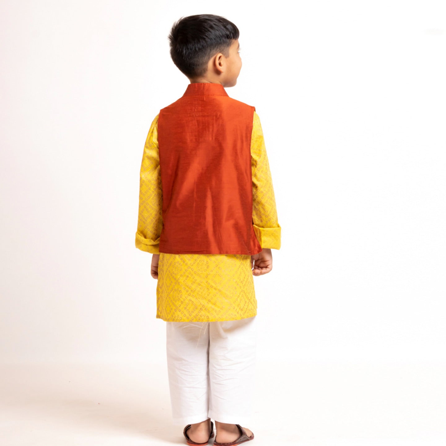 Boy's kurta jacket set Yellow