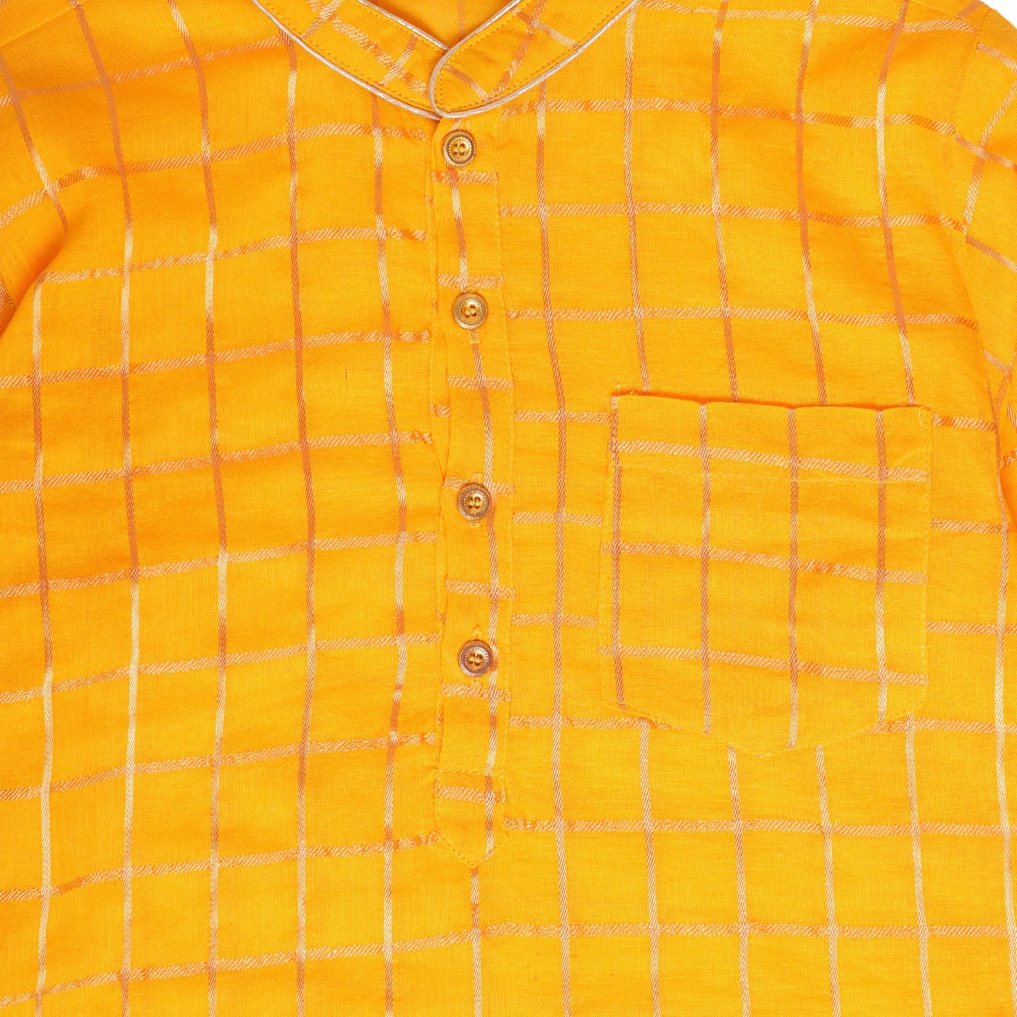Yellow Check Boy's Kurta PJ set