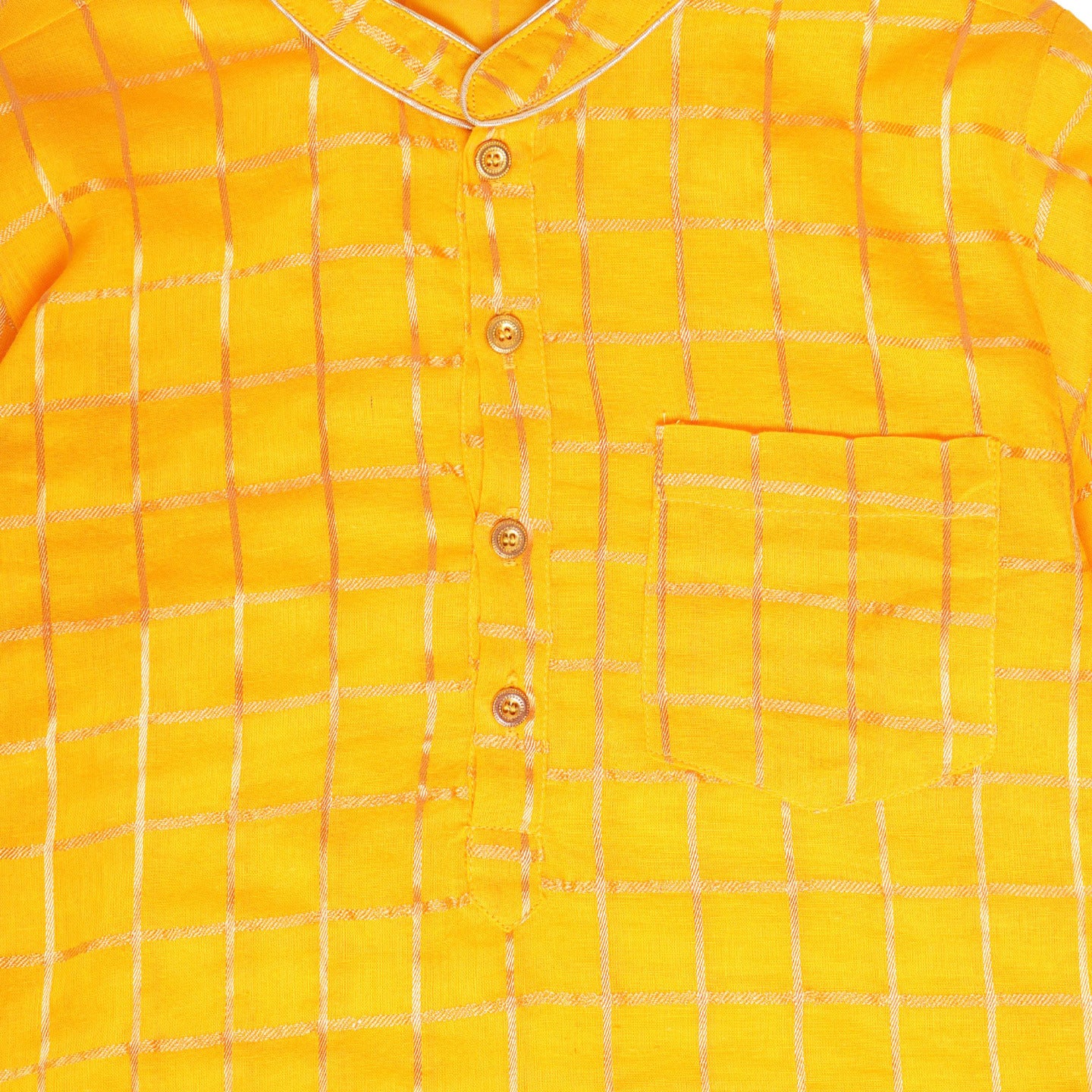 Yellow Check Kurta