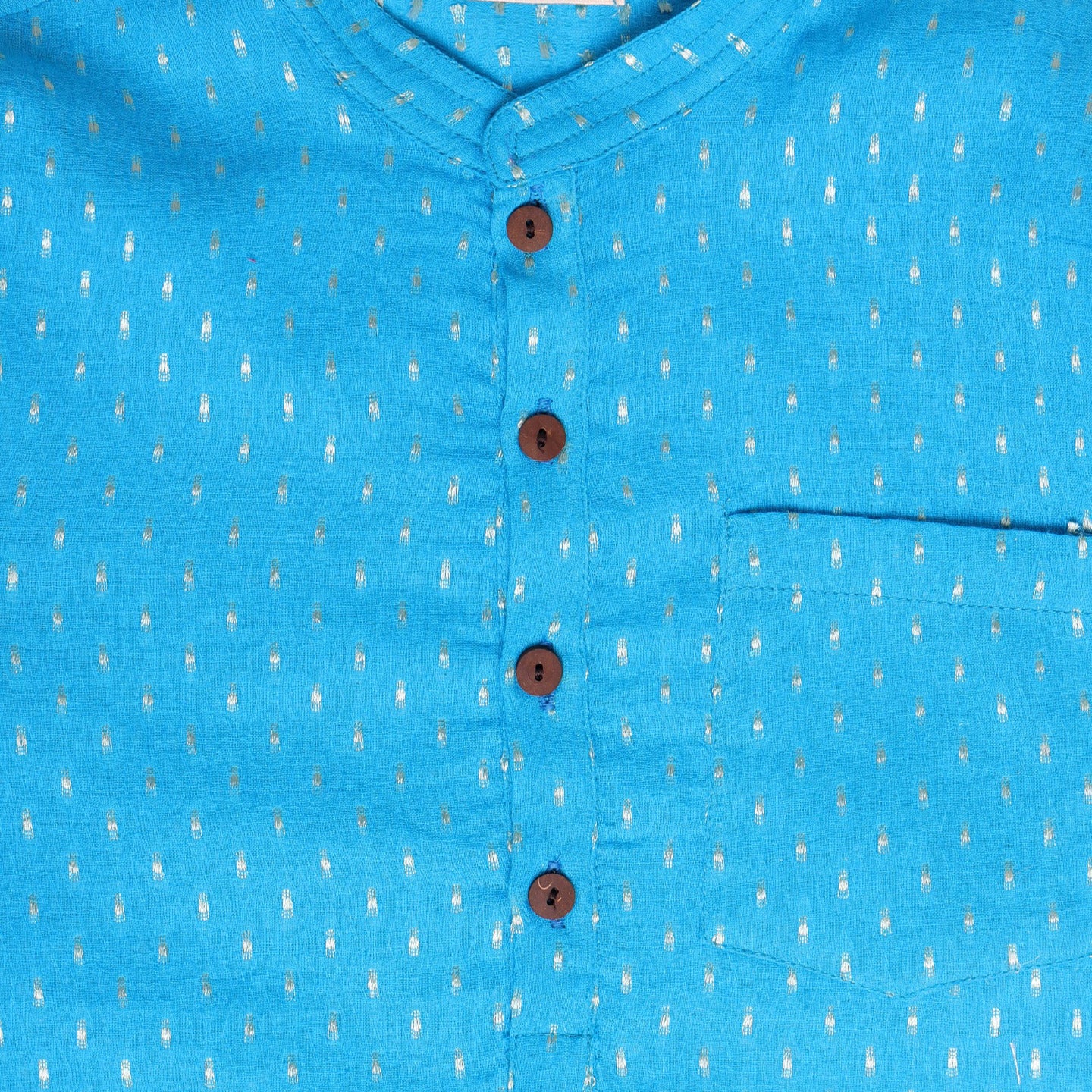 Blue Jacquard Dobby Boy's Kurta PJ Set