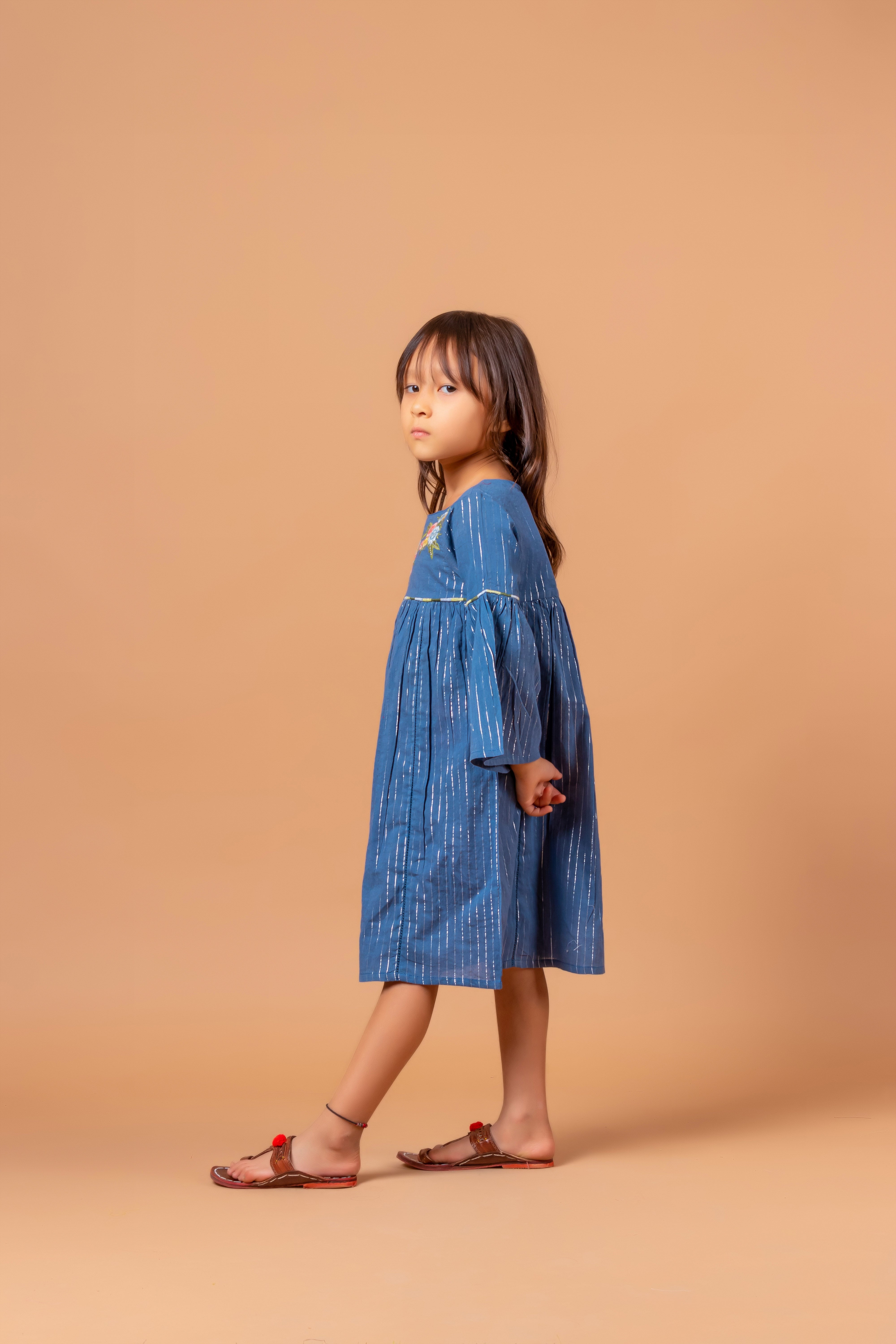 Girls Embroidered Dress Rihanna Lurex Blue