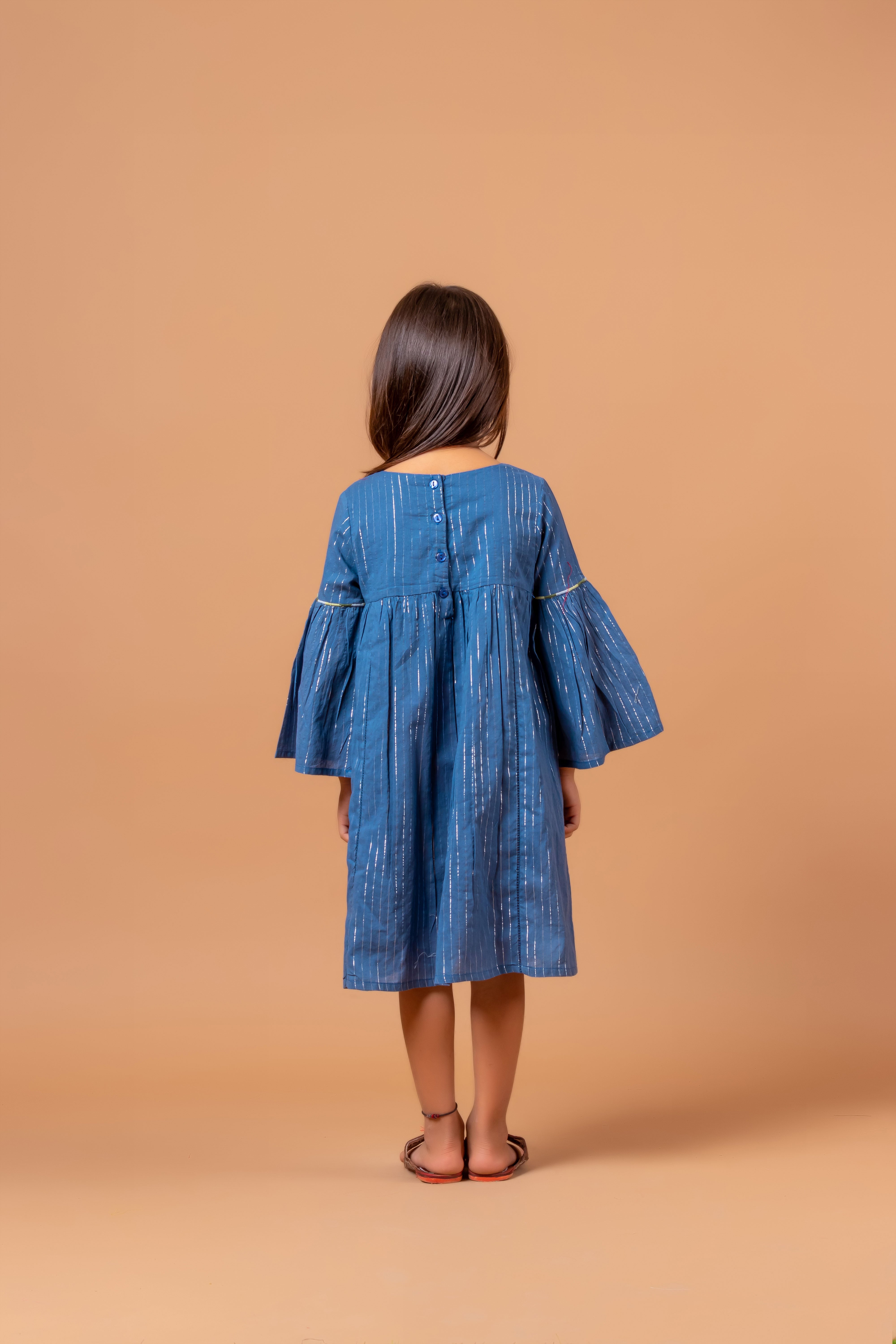 Girls Embroidered Dress Rihanna Lurex Blue