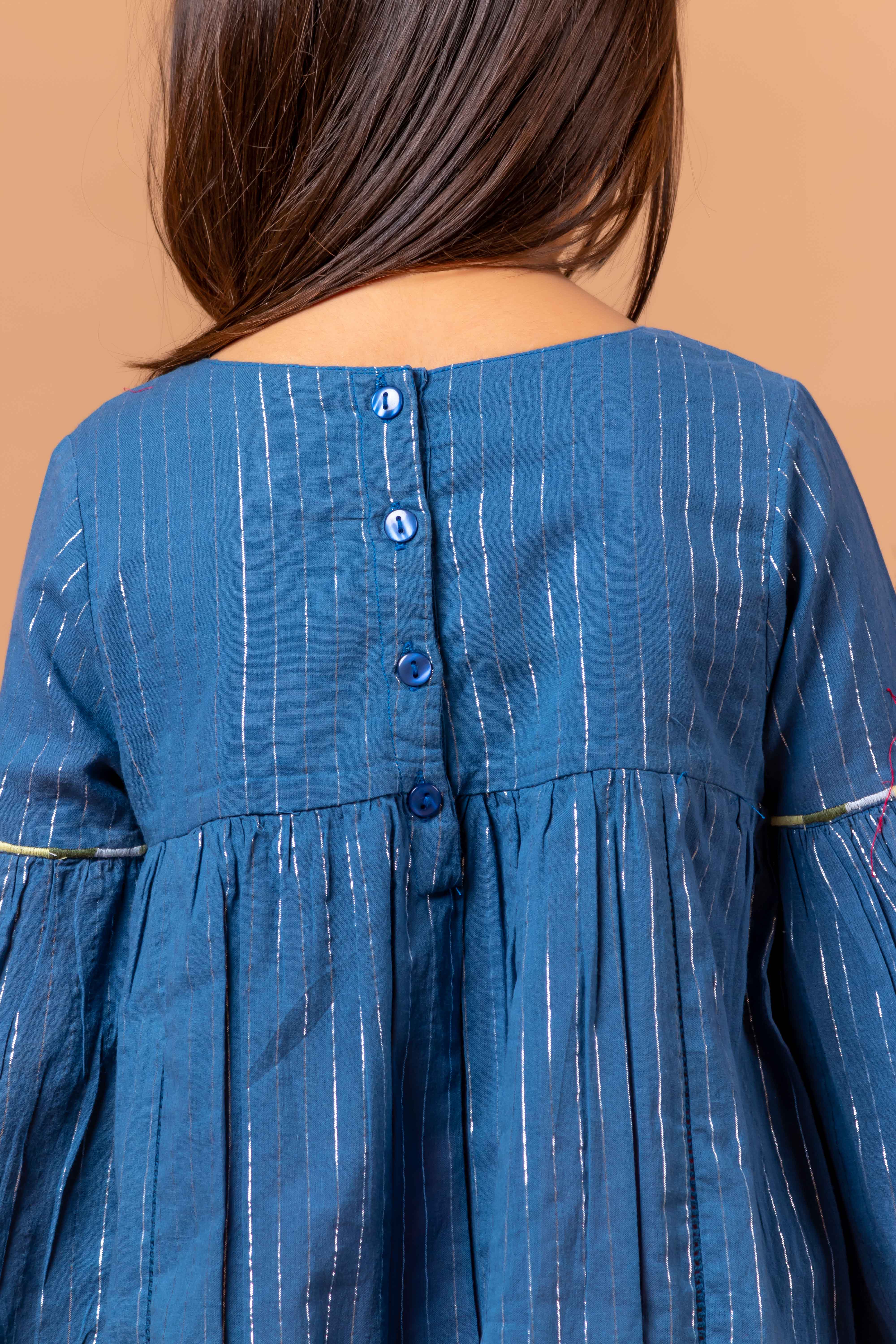 Girls Embroidered Dress Rihanna Lurex Blue