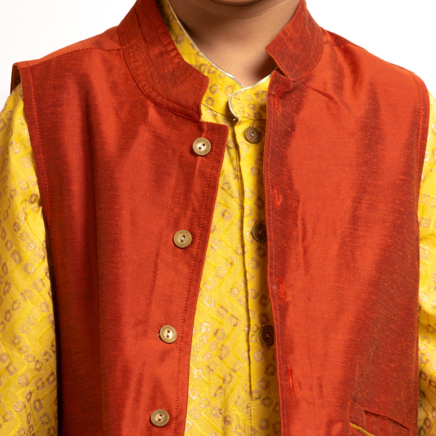 Boy's kurta jacket set Yellow