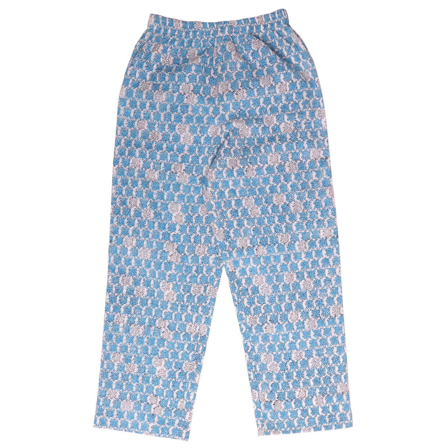 Block Printed Unisex Night Suit Set Tortoise Blue