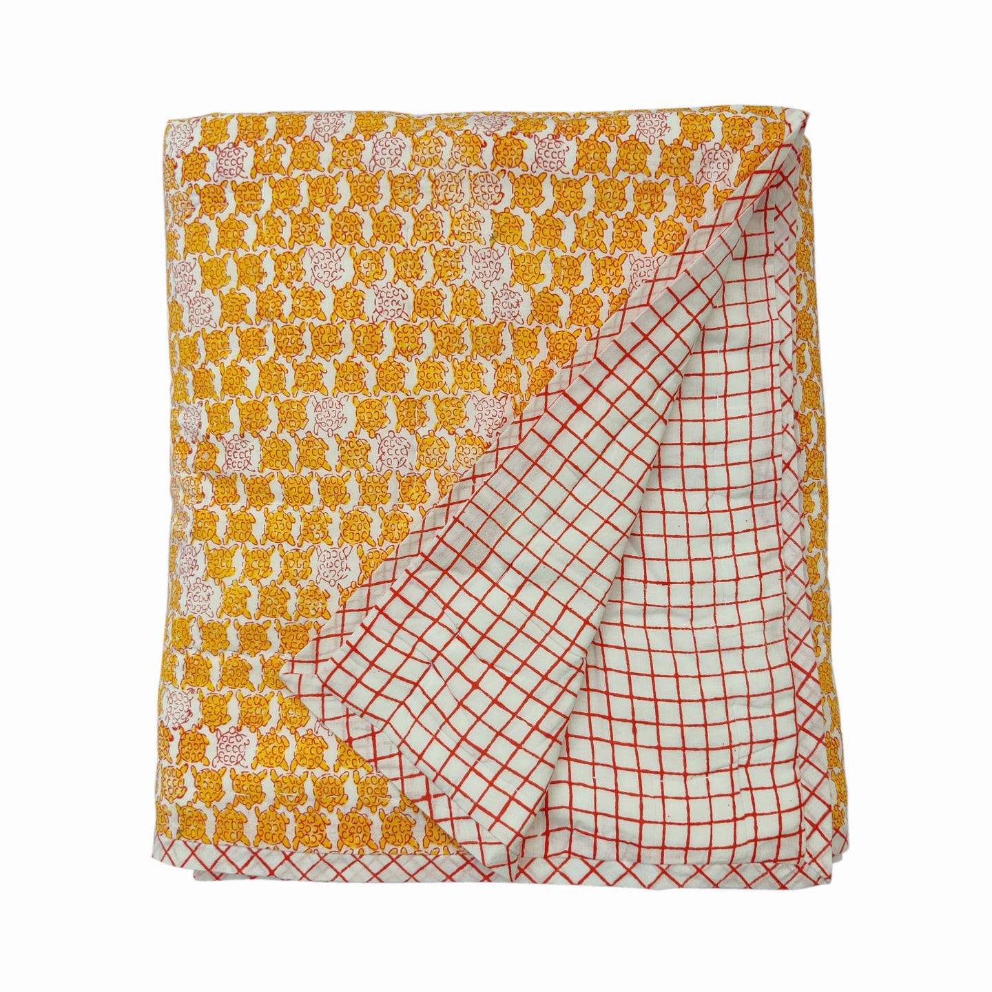Block Printed Tortoise Quilt Yellow