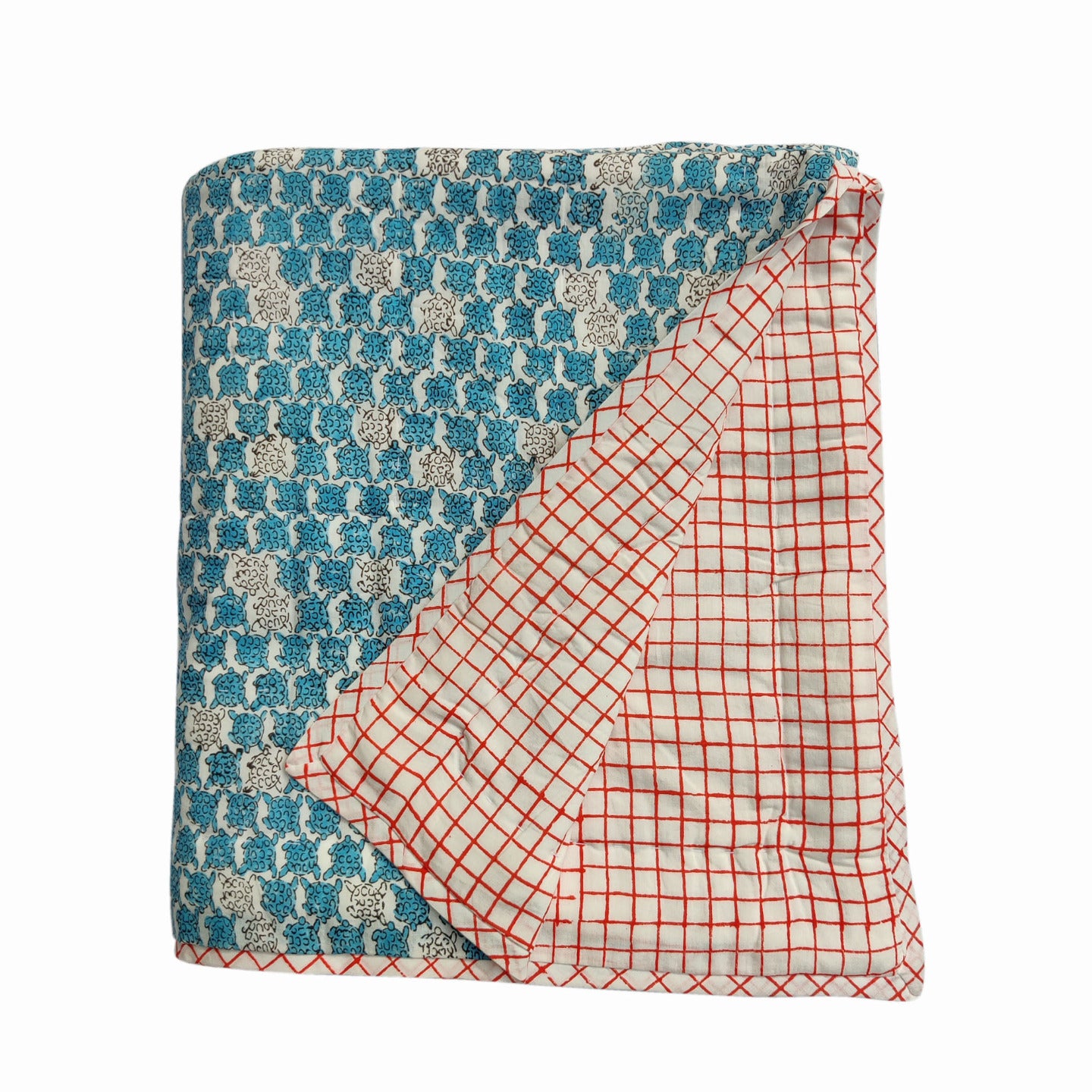 Block Printed Tortoise Quilt Blue