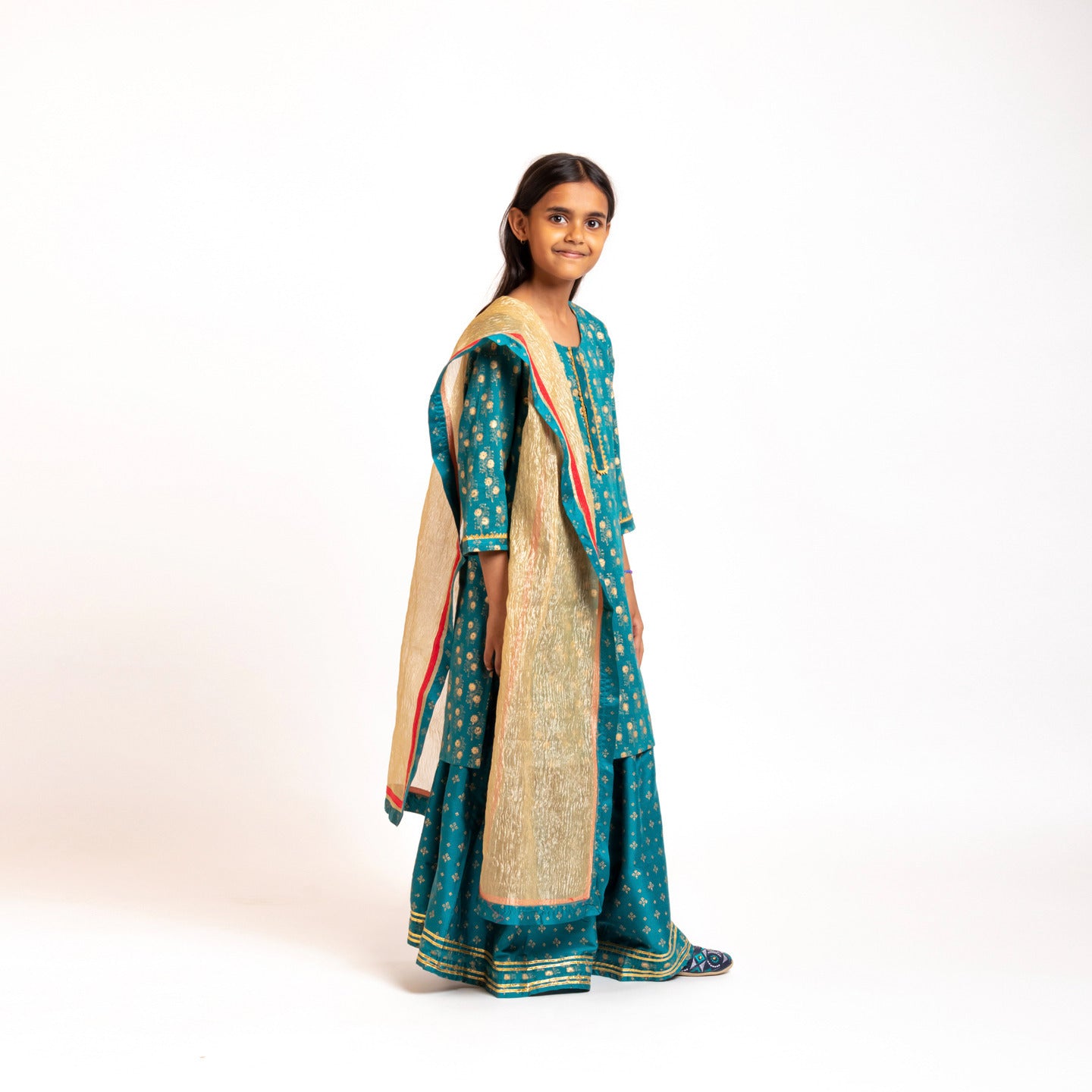Girls Lehenga Kurta Set Blue
