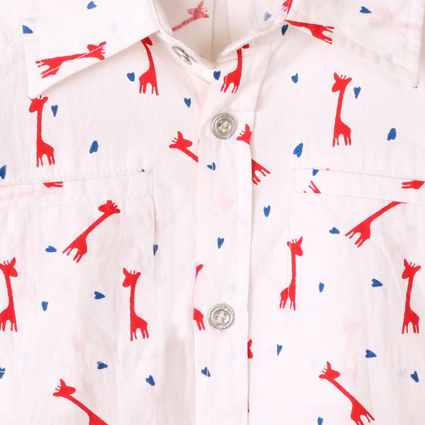 Printed Boy's Shirt Giraffe Red