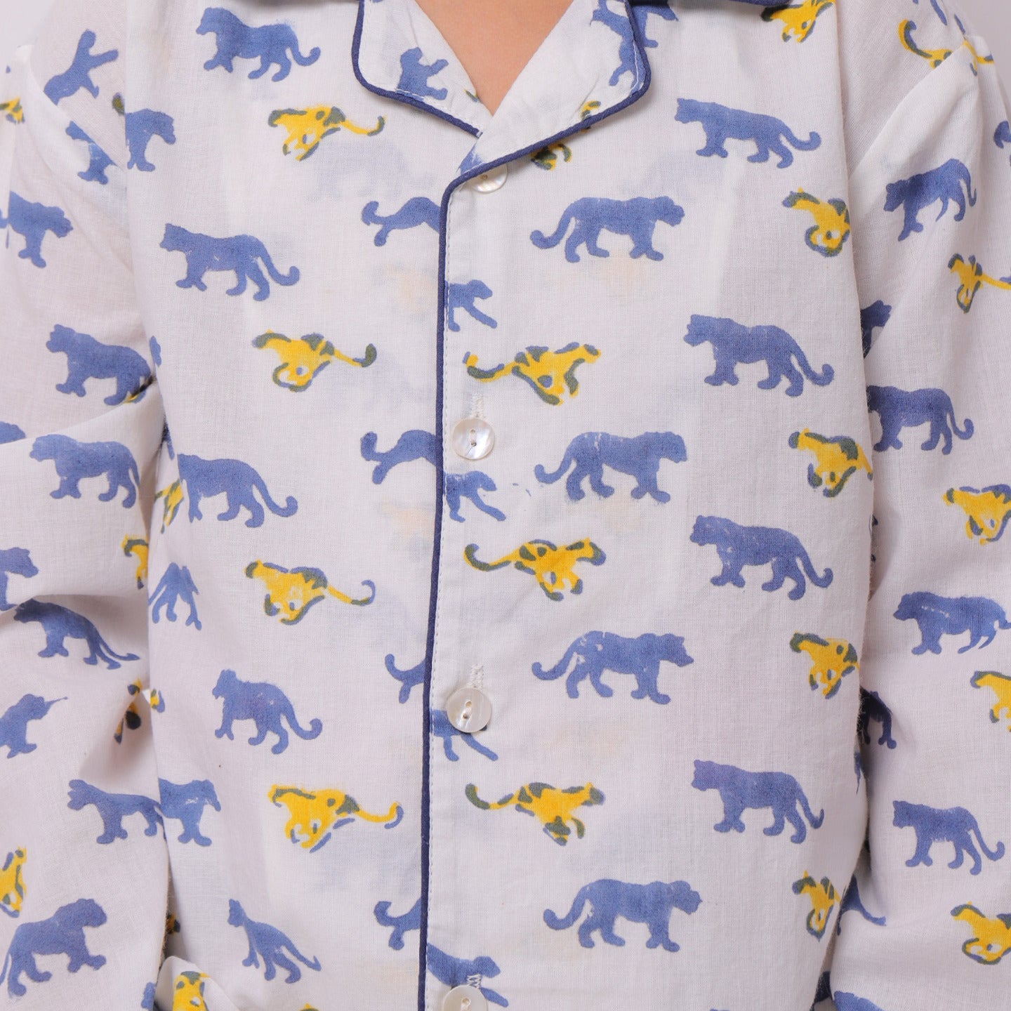 Leopard Unisex Night Suit Blue