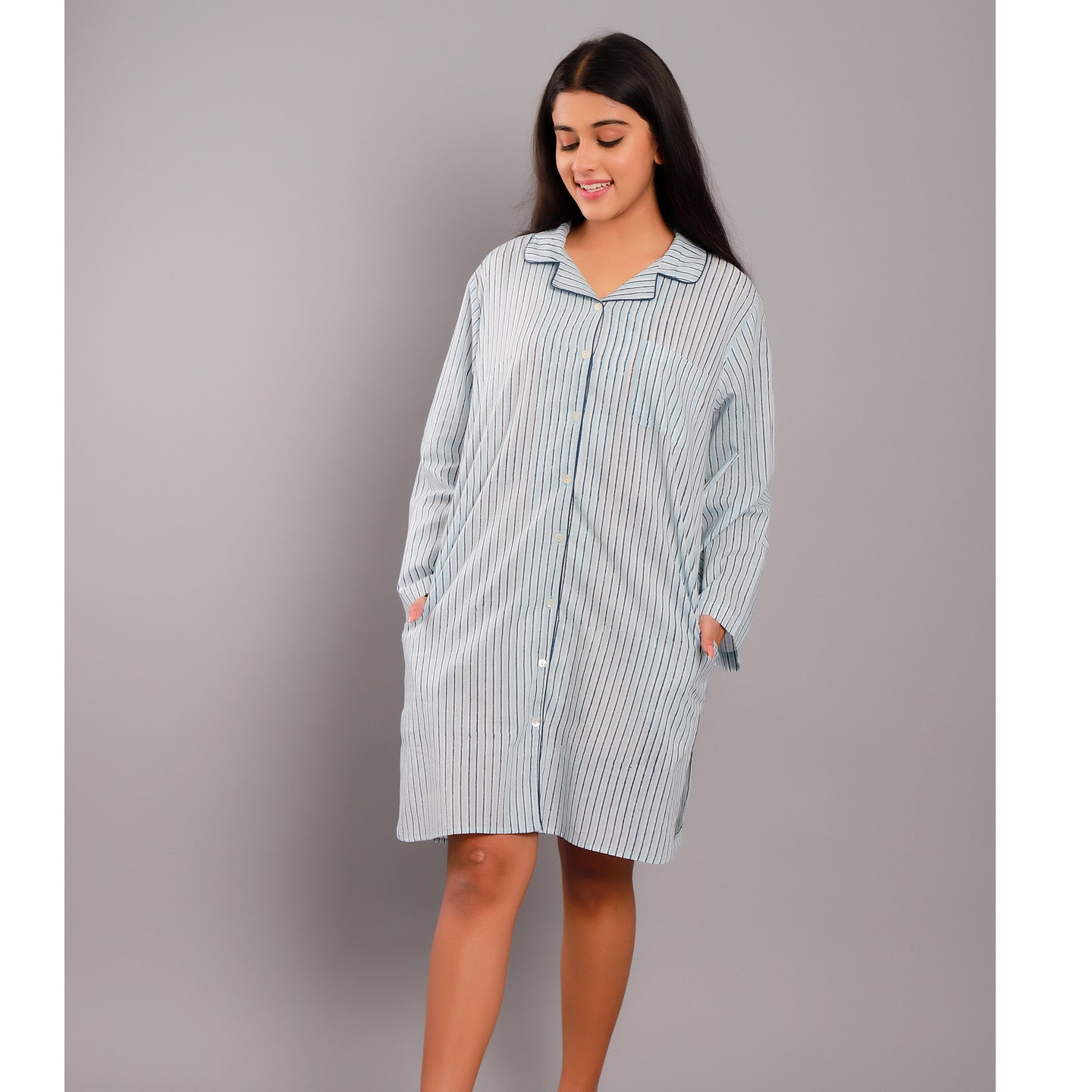 Striped Night Shirt Blue