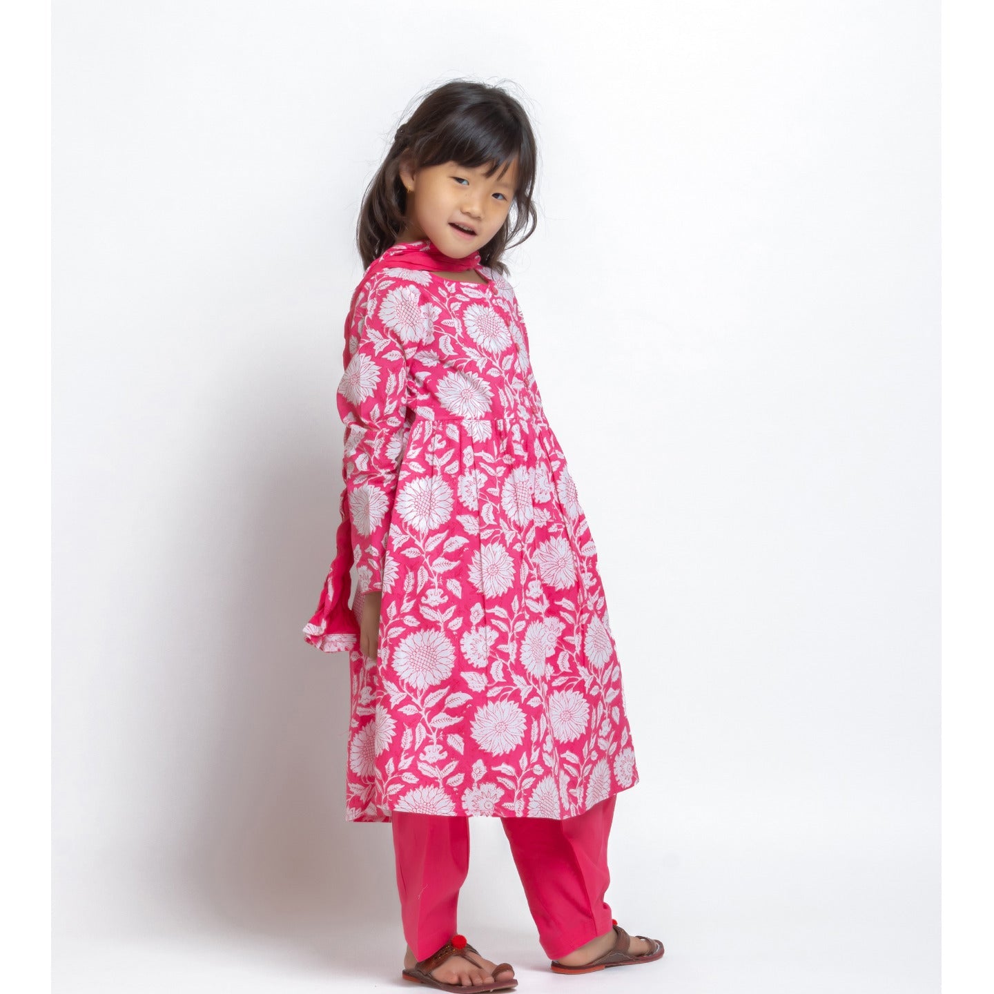 Papiha Kurta Set Pink Jaal