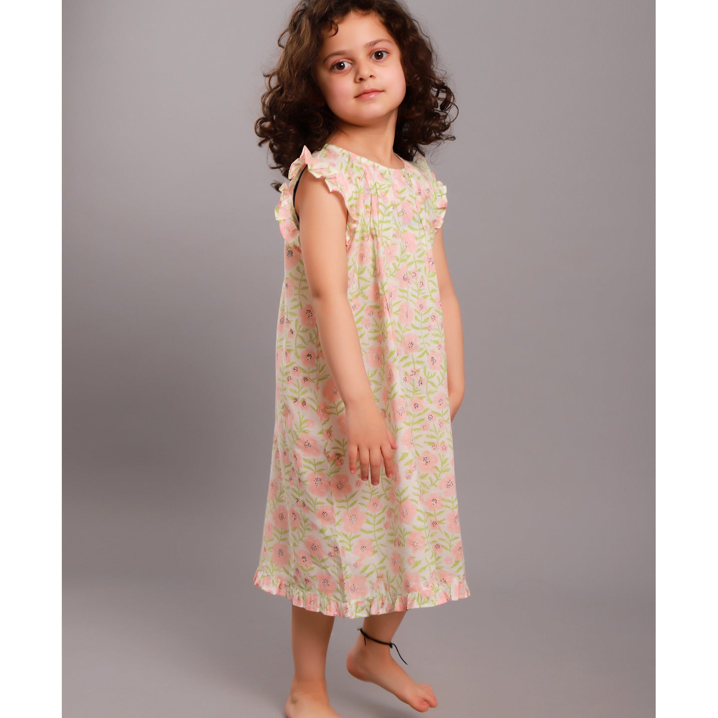 Floral Girls' Night Dress Pink
