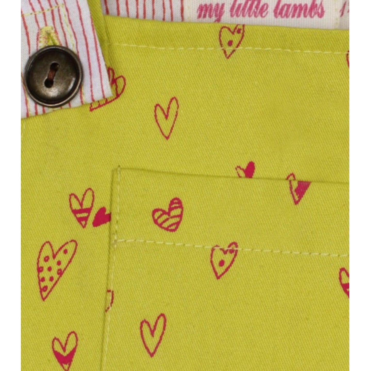 Unisex cotton dungaree Heart print green