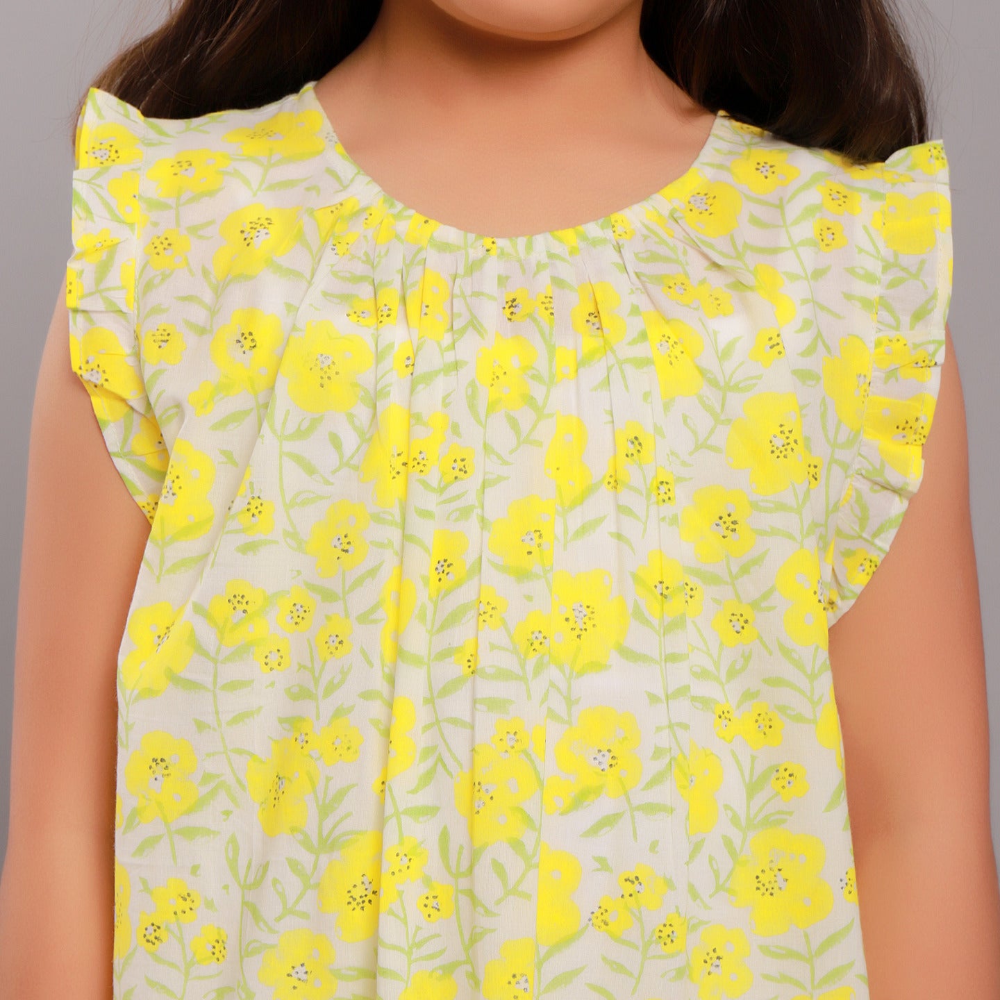 Floral Girls' Night Dress Yellow