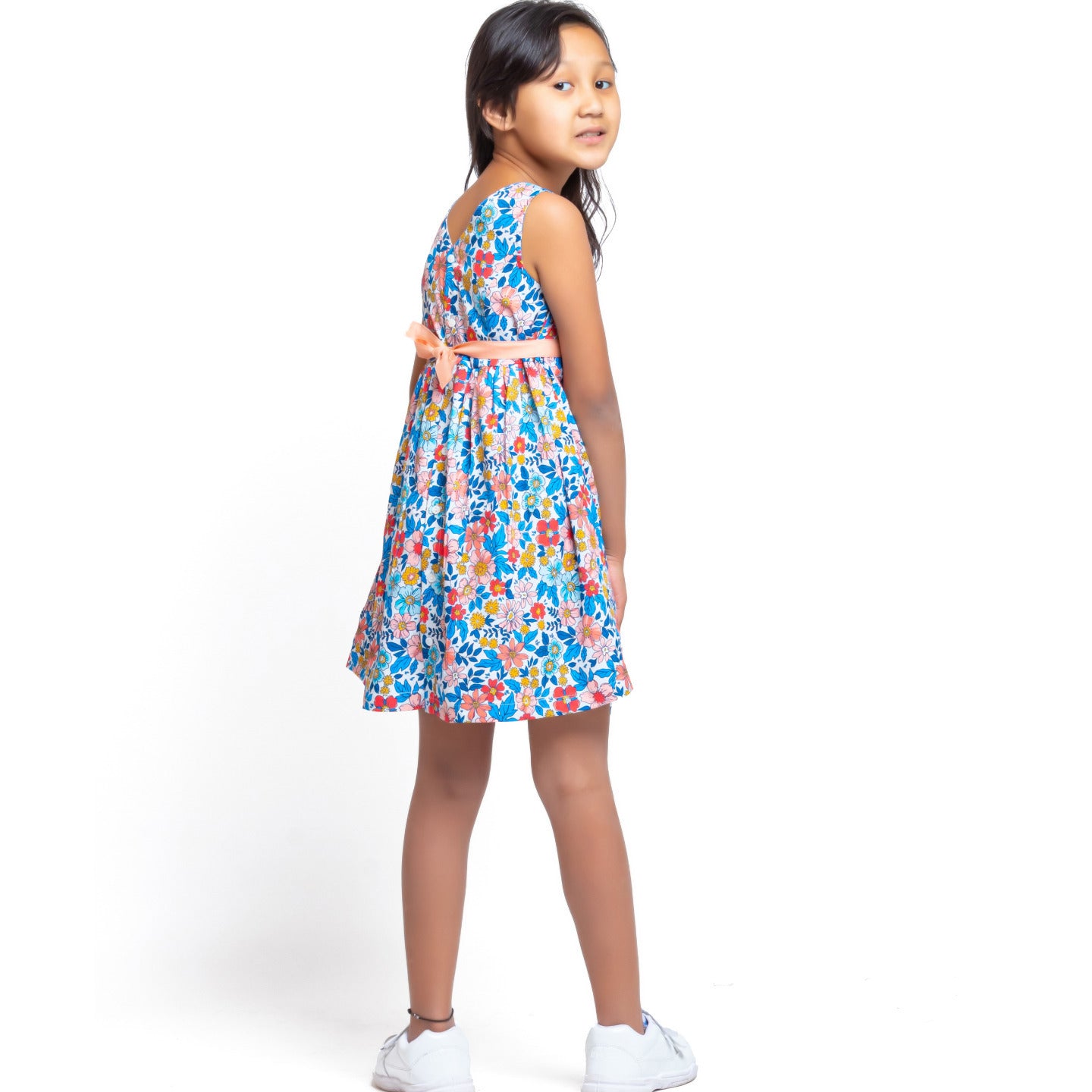 Garden Dress with crochet flowers Multicolor