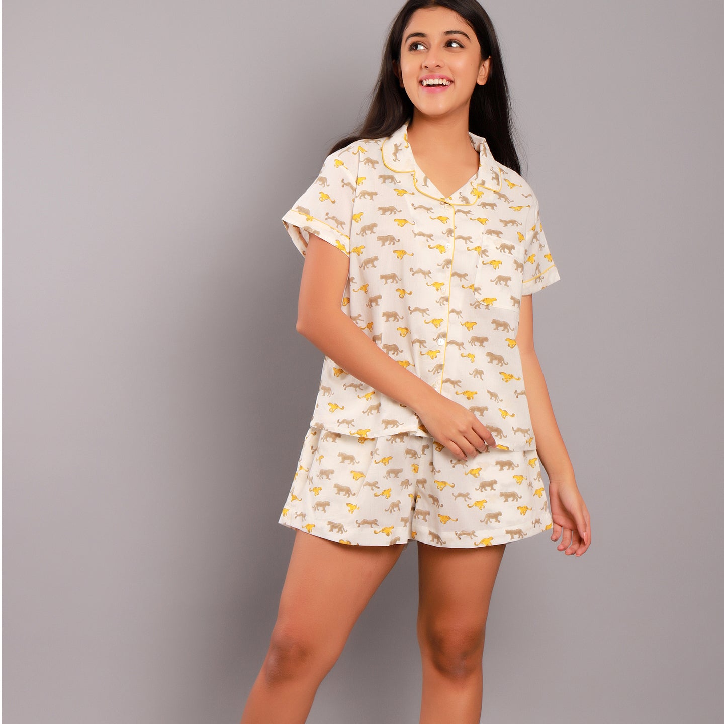 Leopard Night Suit Shorts Set