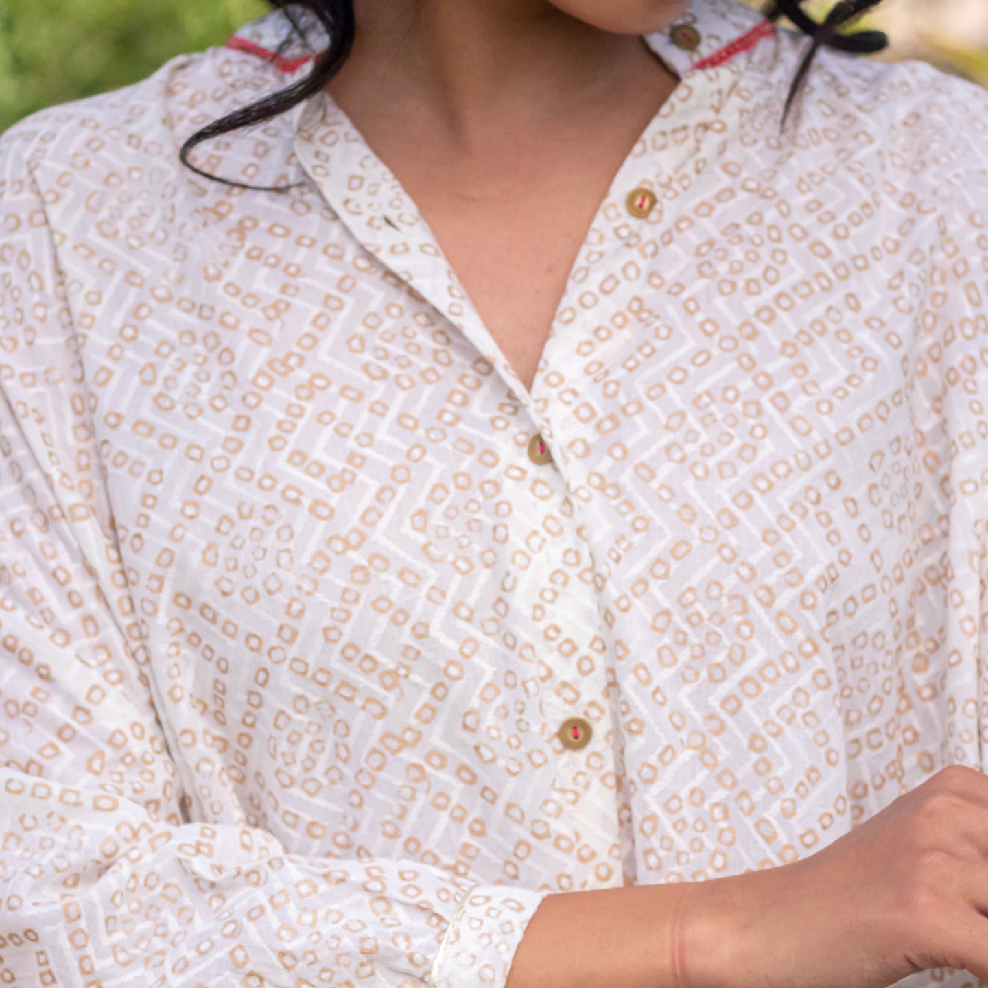 Women Block printed oversized shirt dress