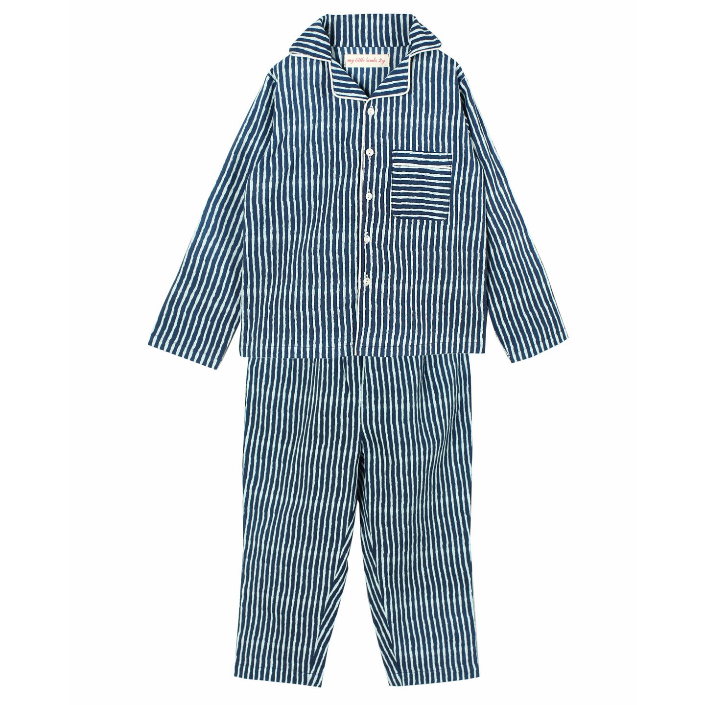 Printed Unisex Night Suit Striped Indigo