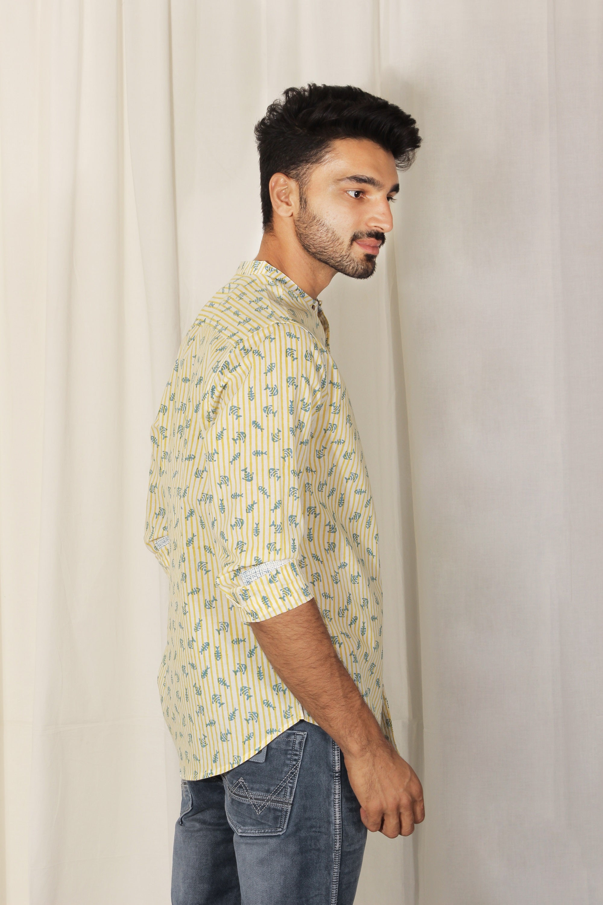 Organic Block Printed Men's Shirt