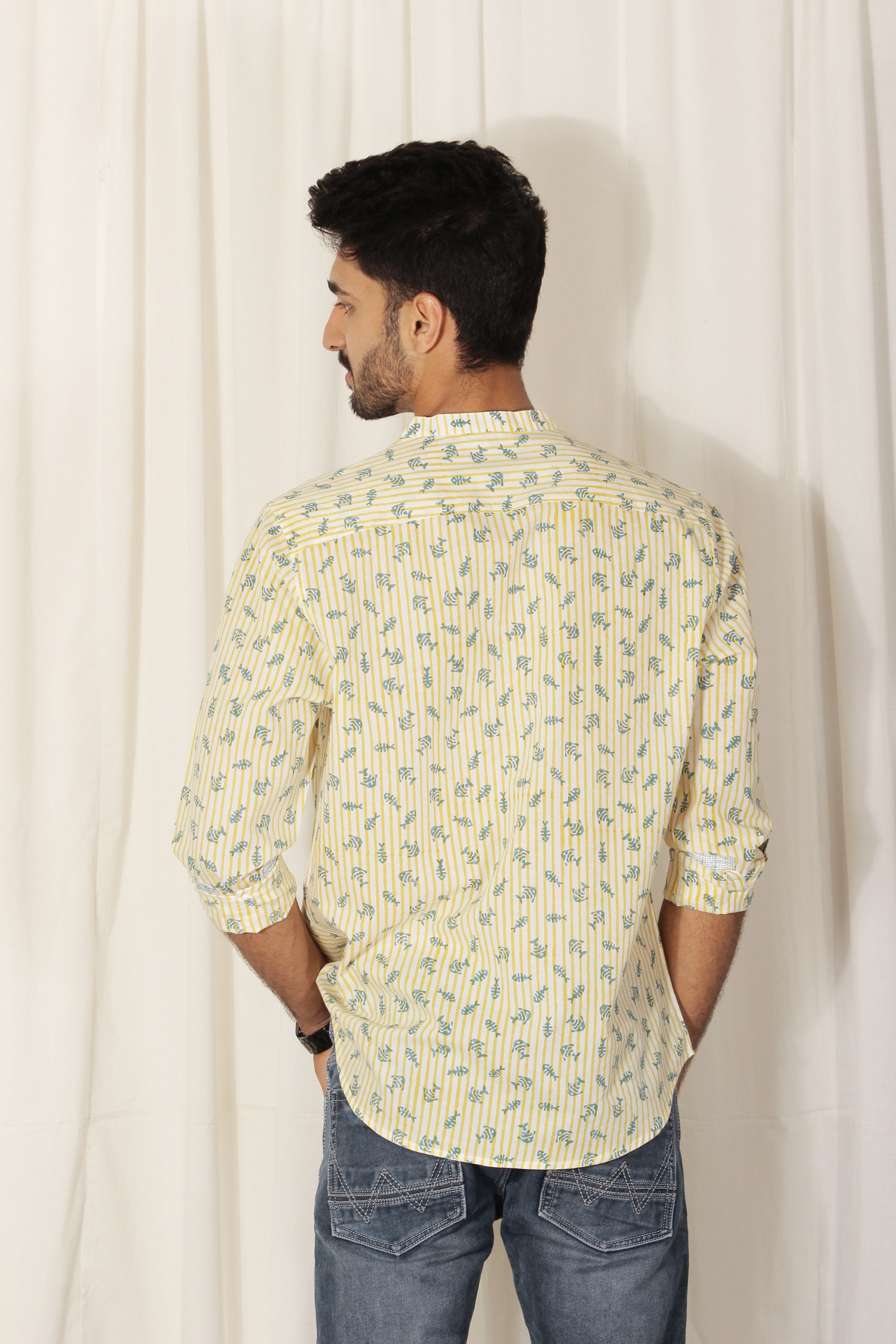 Organic Block Printed Men's Shirt