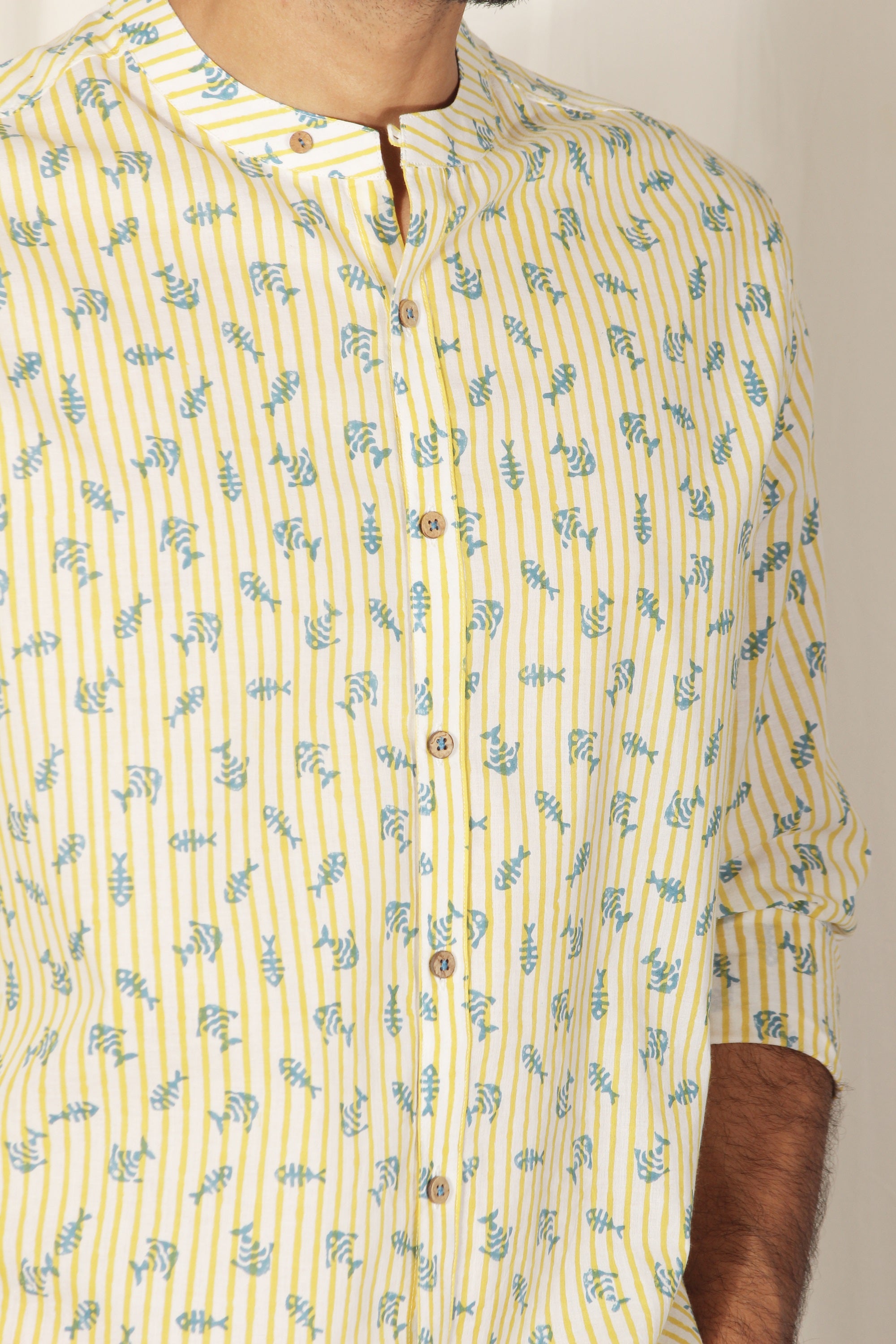 Organic Block Printed Men's Shirt