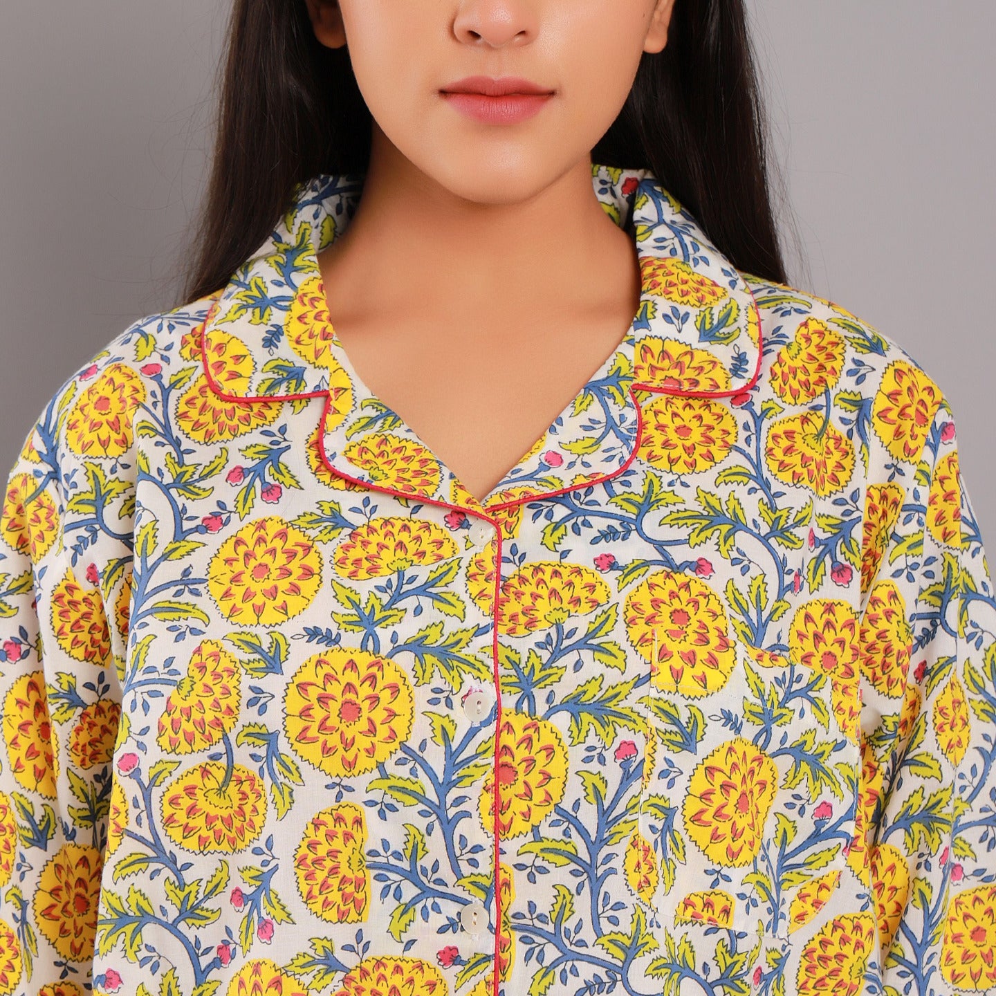 Marigold Night Suit Shorts Set Yellow